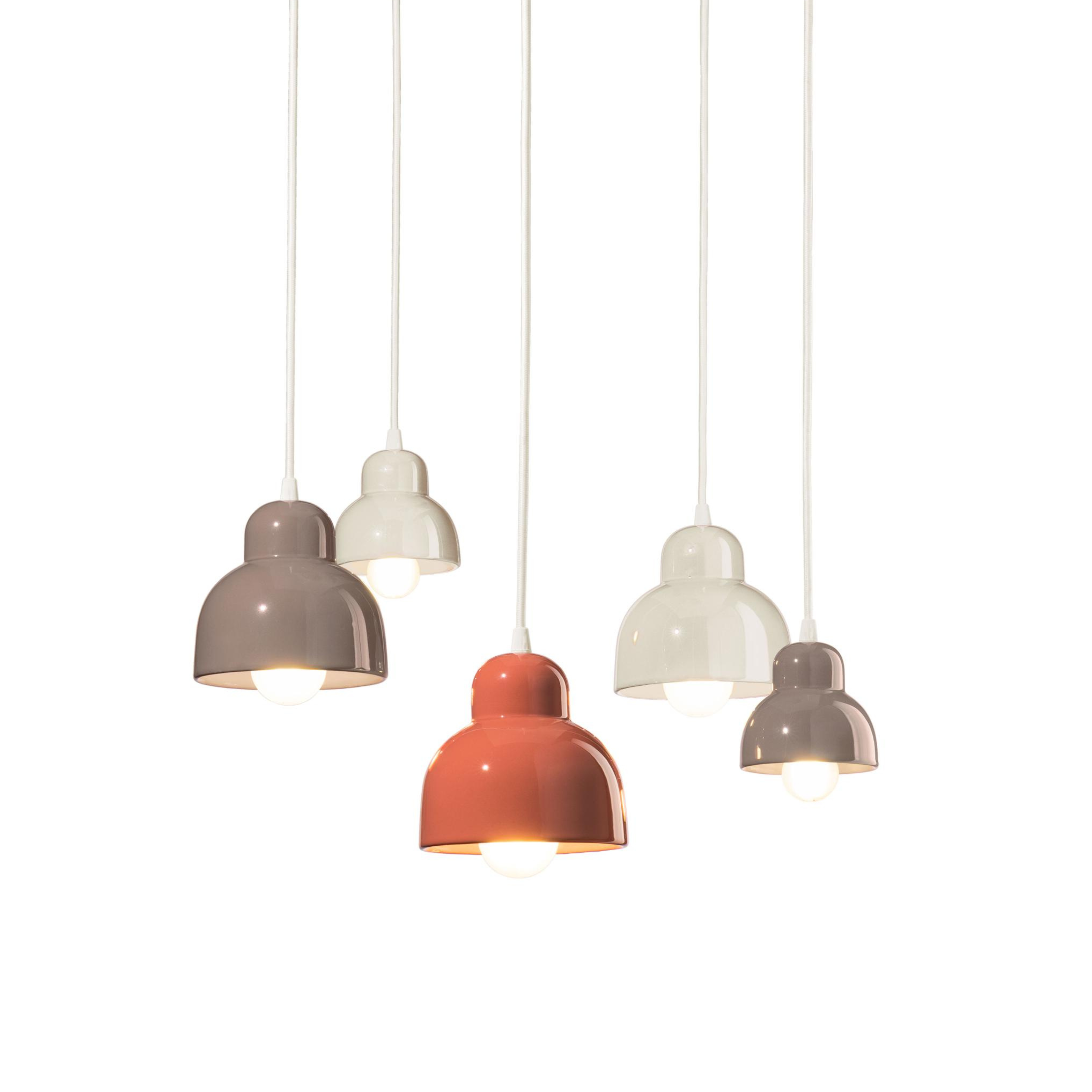 BERIMBAU MIX cream ceramic chandelier with mocha and orange