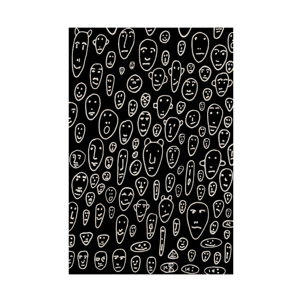 Teppich FLOATING FACES schwarz