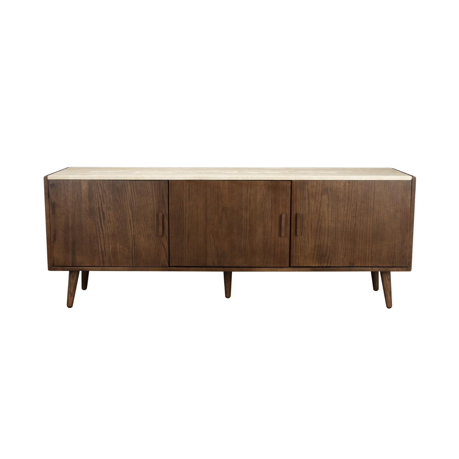 Arda chest of drawers. Creamy travertine with oak wood