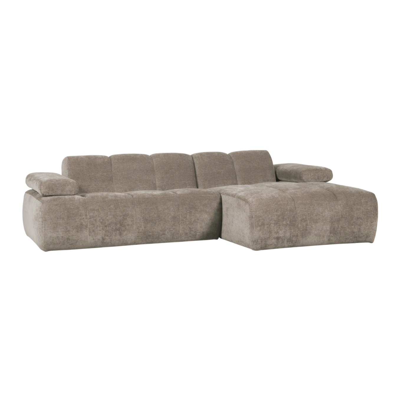 Right-facing modular corner sofa MOJO in dark sandy corduroy