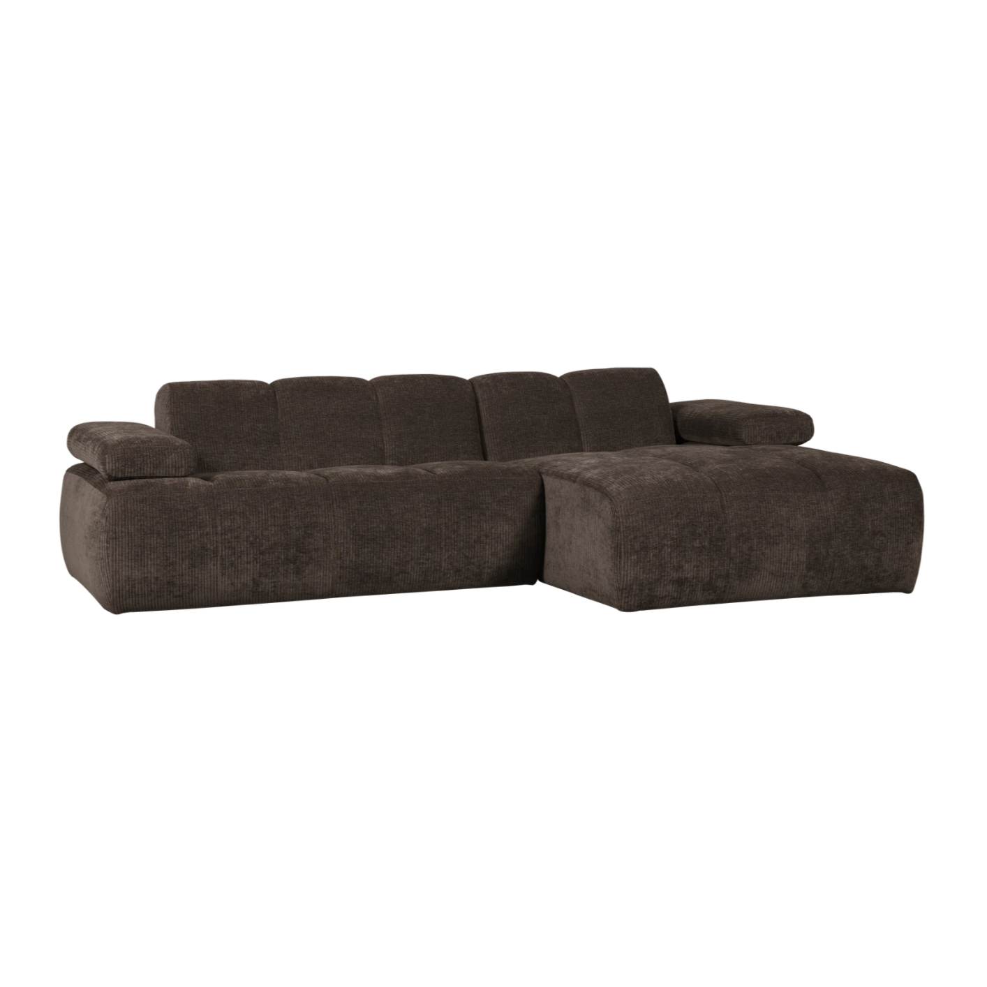 Right-facing modular corner sofa MOJO in dark brown corduroy