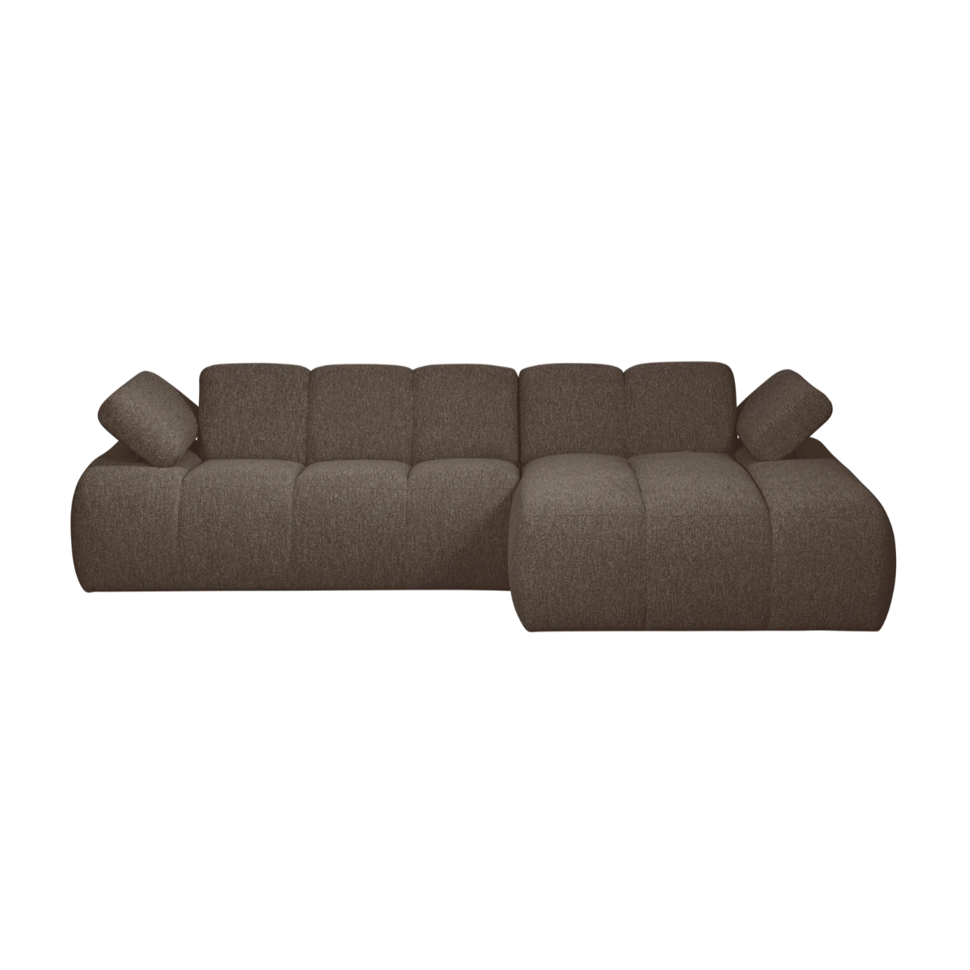Right-facing modular corner sofa MOJO in dark brown bouclé