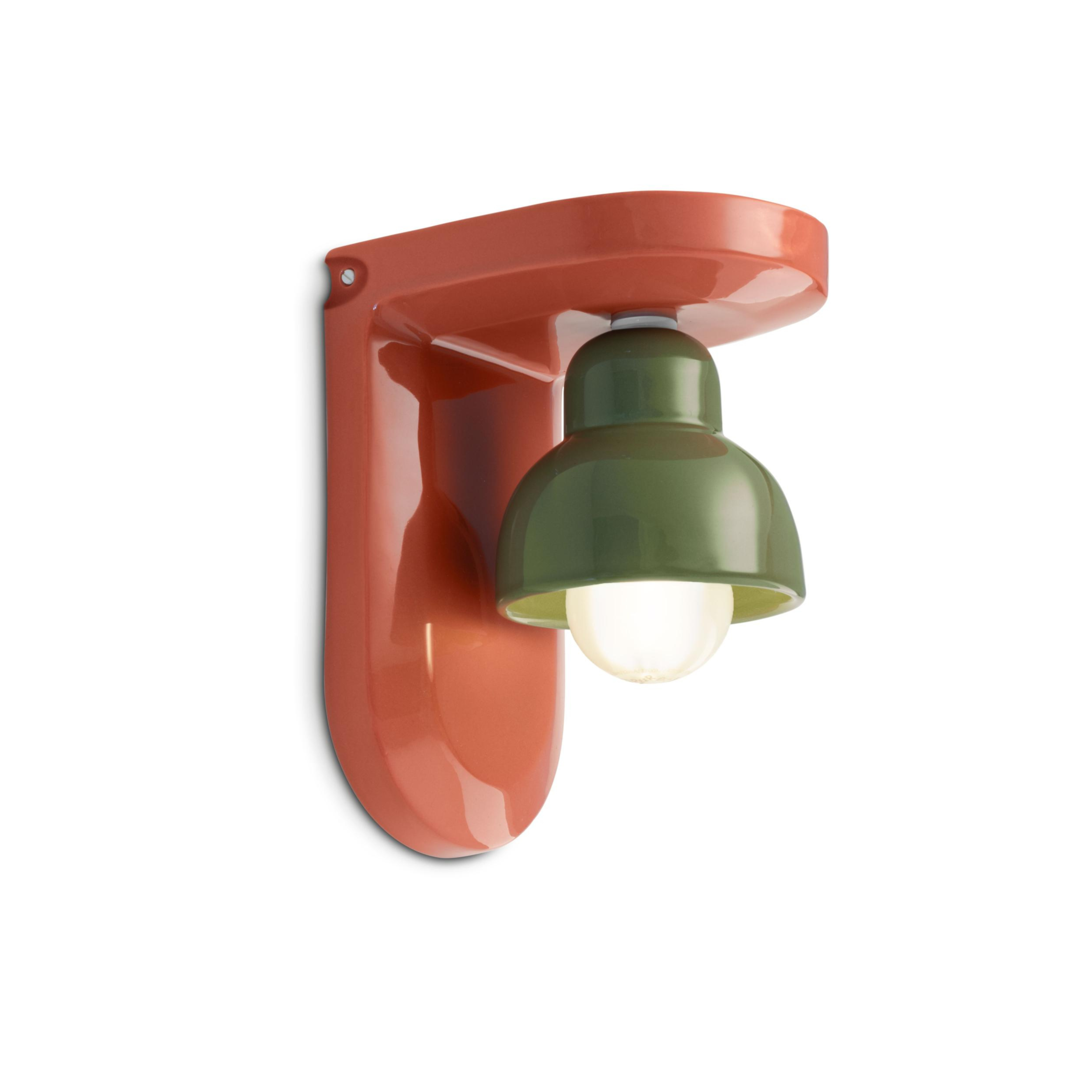Orange ceramic wall lamp BERIMBAU with sage