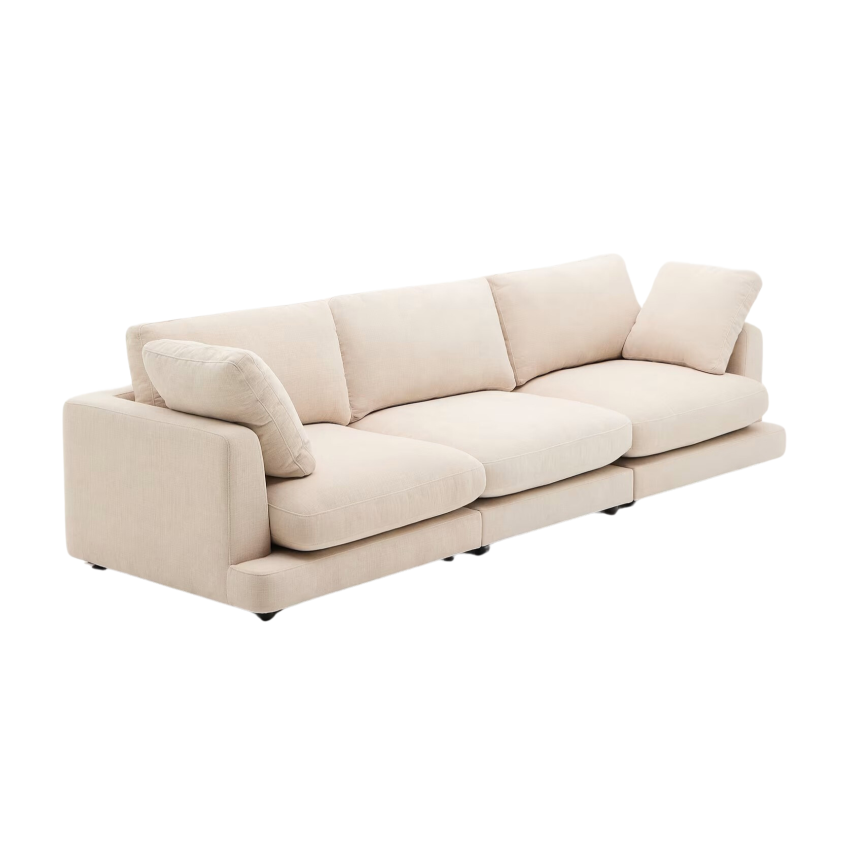 4-seater GALA sofa in beige chenille