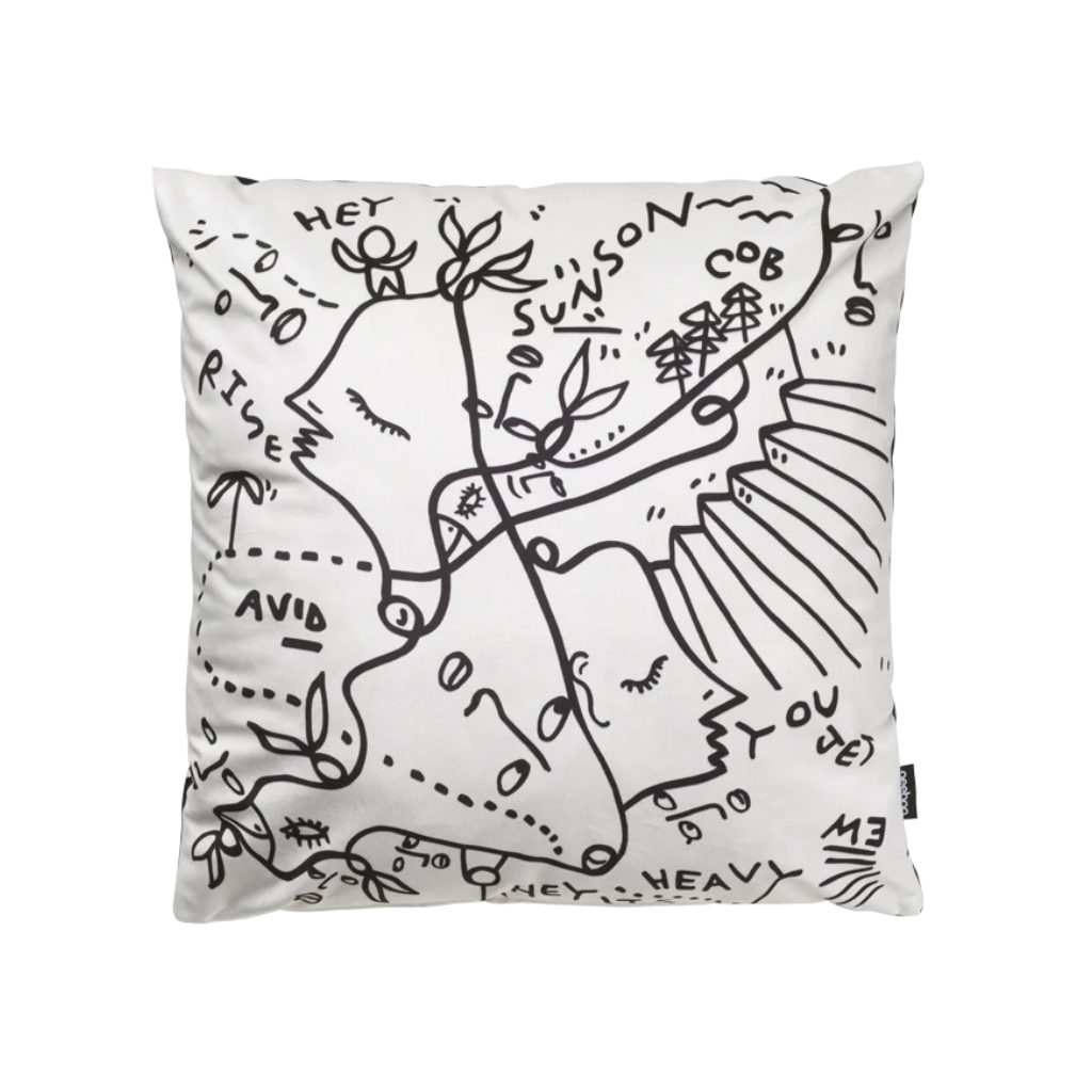 Reversible pillow ENERGETIC EXPRESSIONS white with black