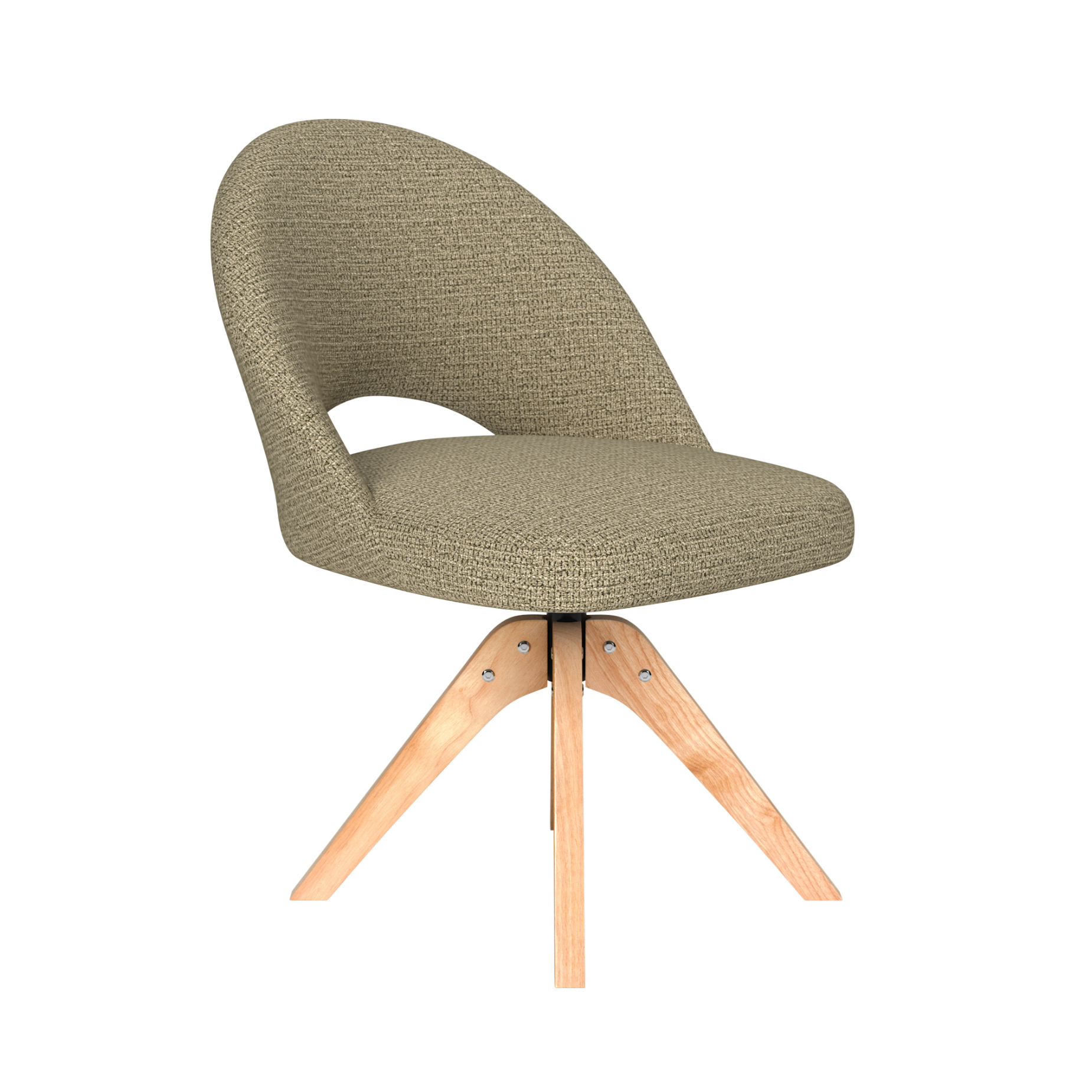 MICK green swivel chair with wooden base