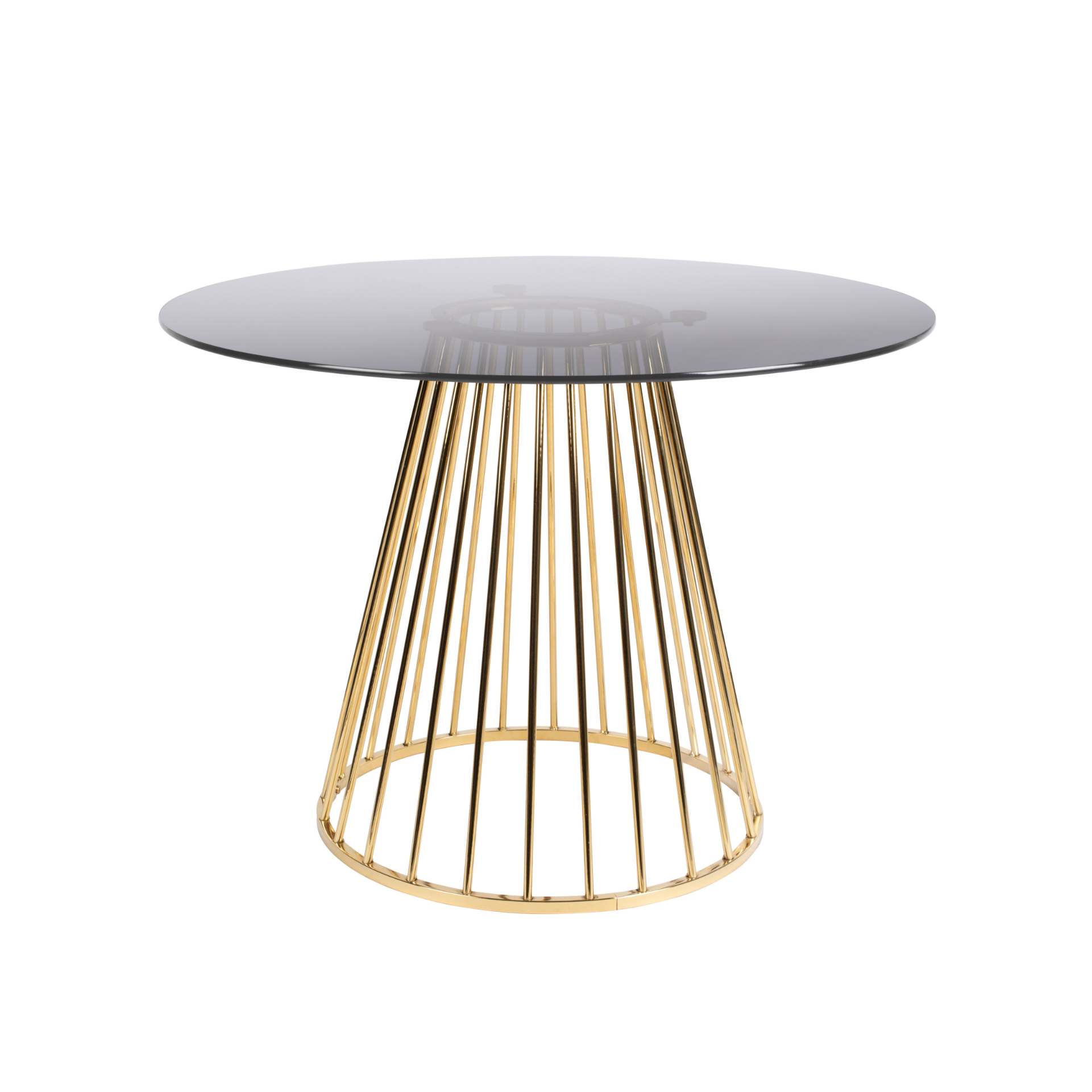 FLORIS round table black glass with a gold base