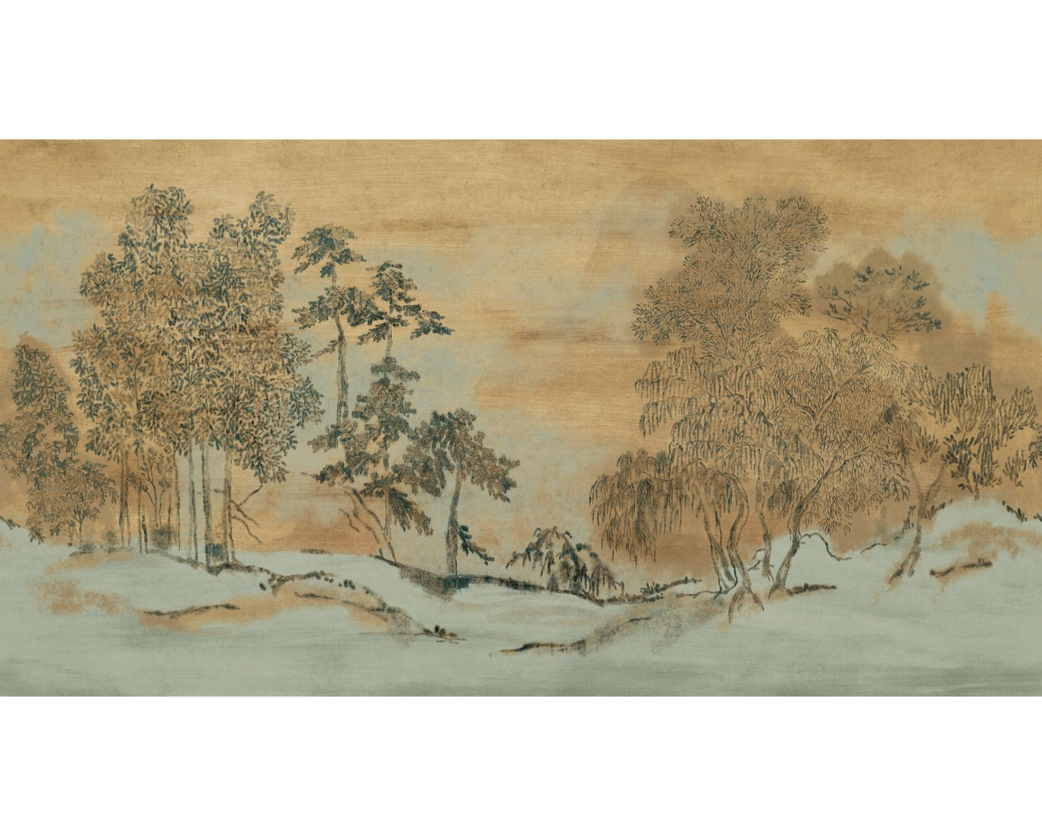 KORAKU Japanese Garden Brown-Green Mural