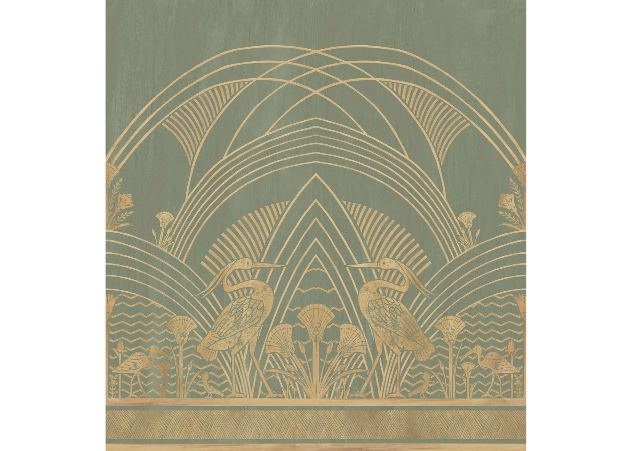 Wandbild ELEPHANTINE grün mit Gold