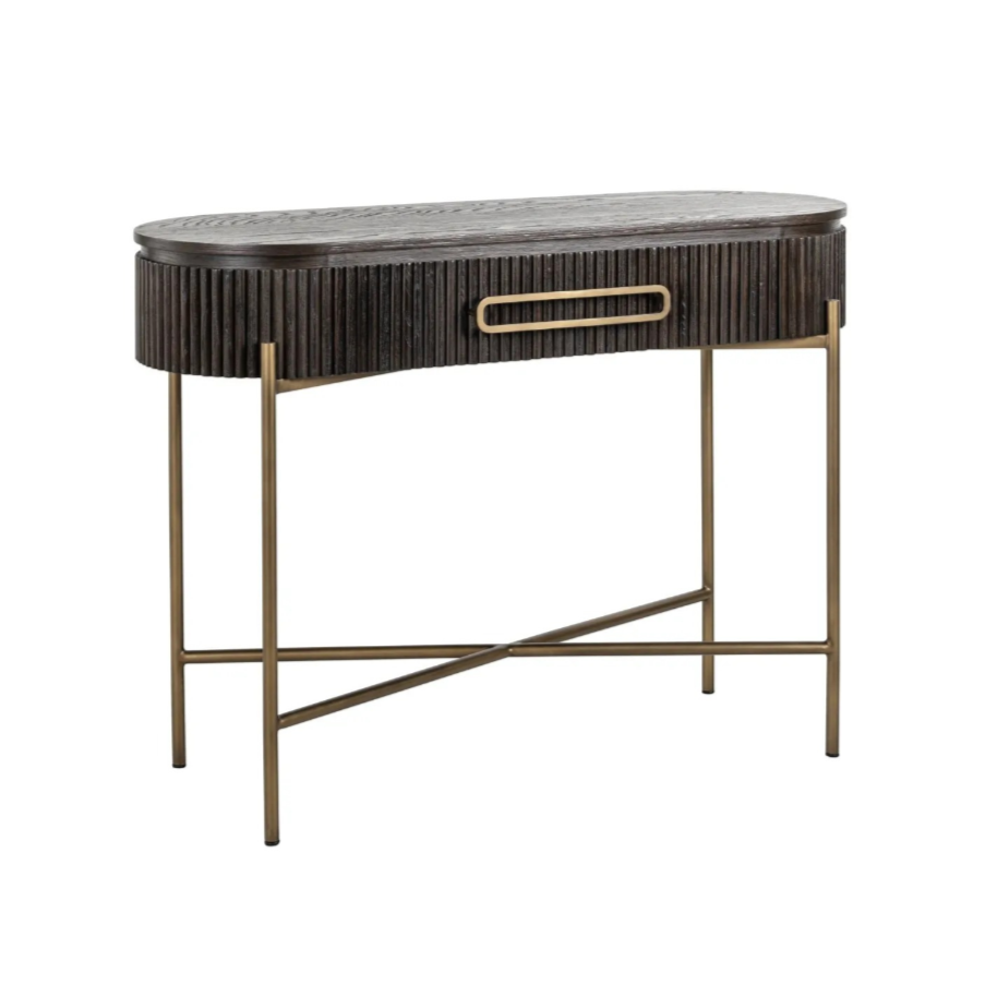 LUXOR Console in Dark Brown with Brass Base