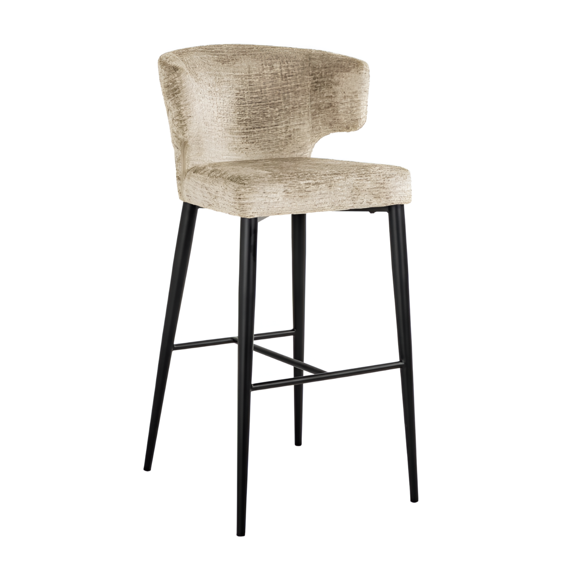 Barhocker TAYLOR beige mit schwarzem Fuß