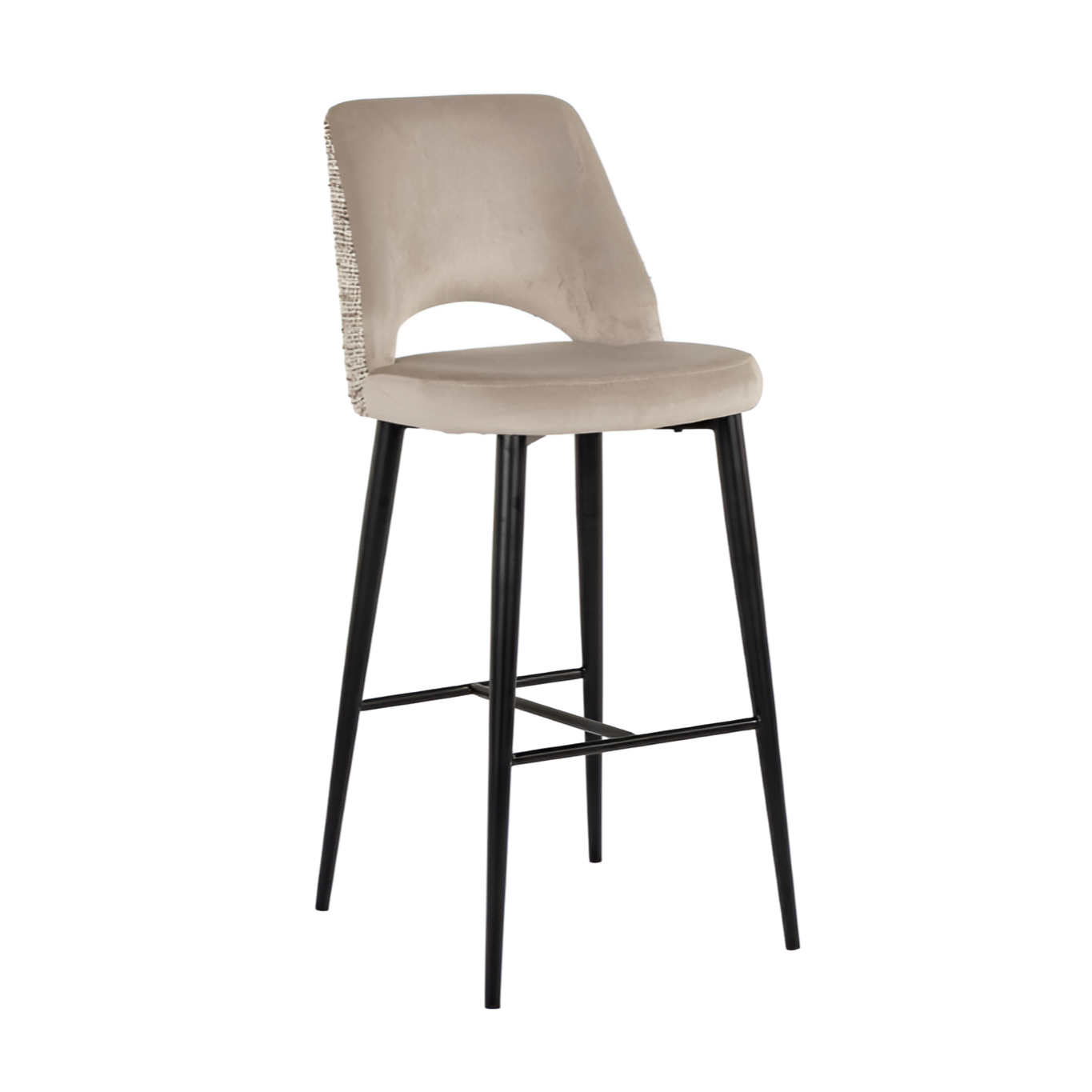TABITHA beige bar stool with a black base