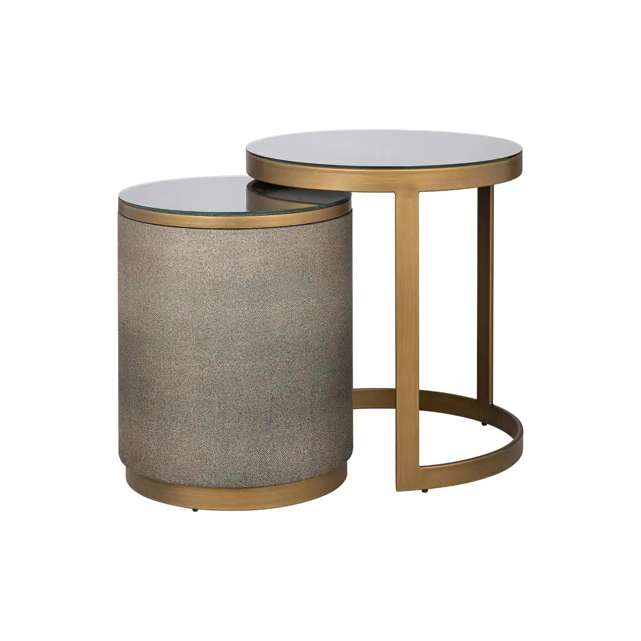 BLOOMVILLE brown side table set with gold