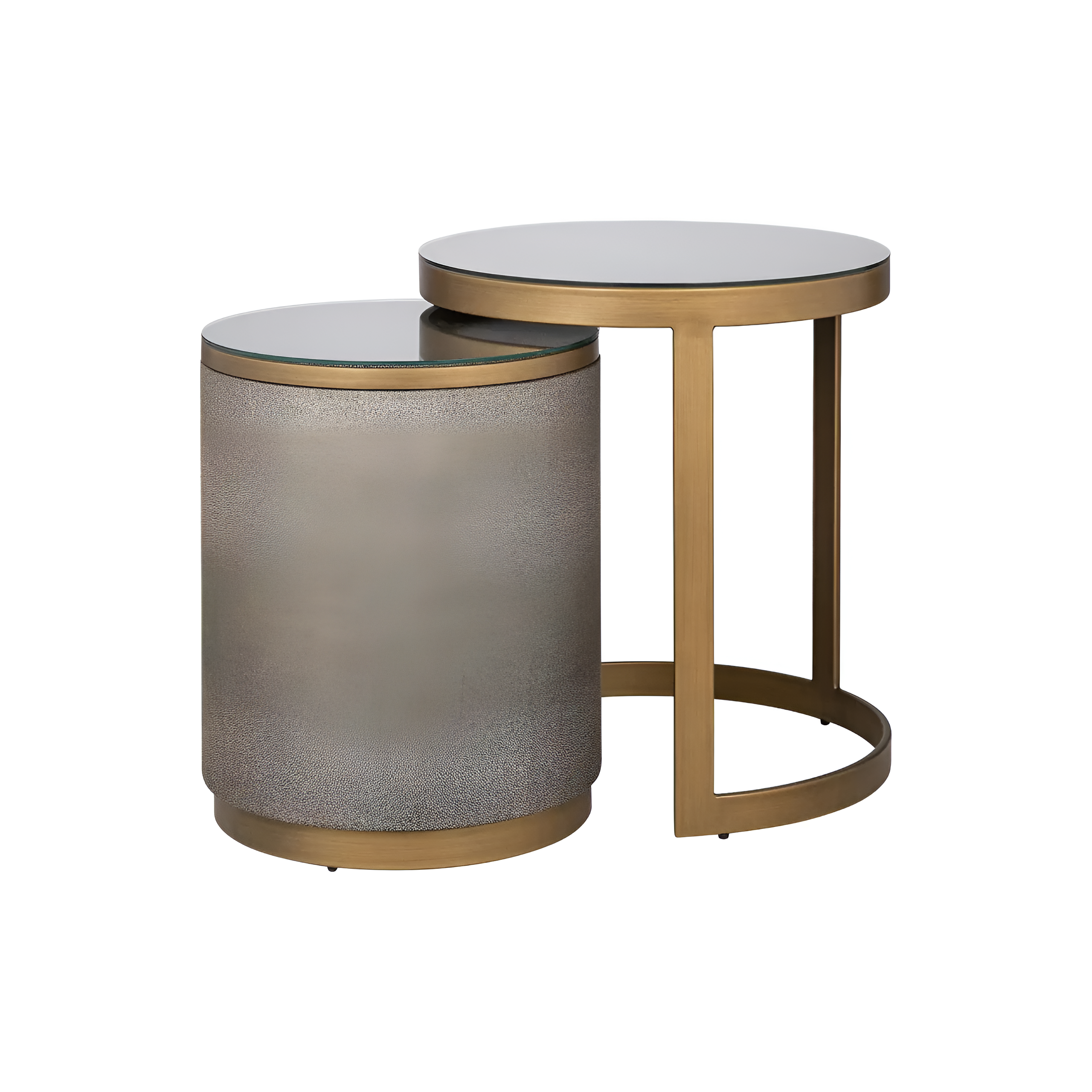 BLOOMVILLE brown side table set with gold
