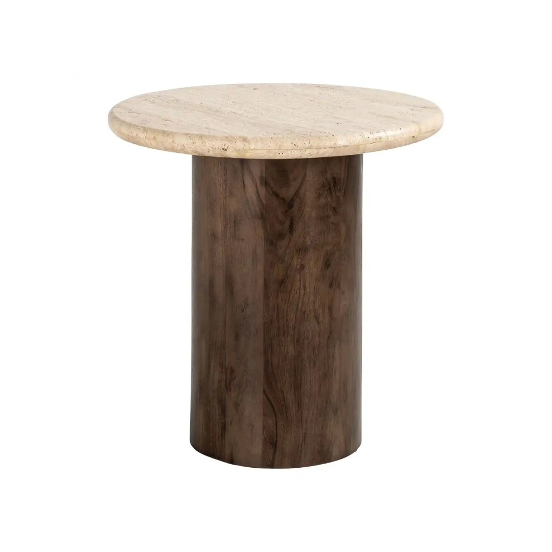 DOUGLAS side table travertine with mango wood