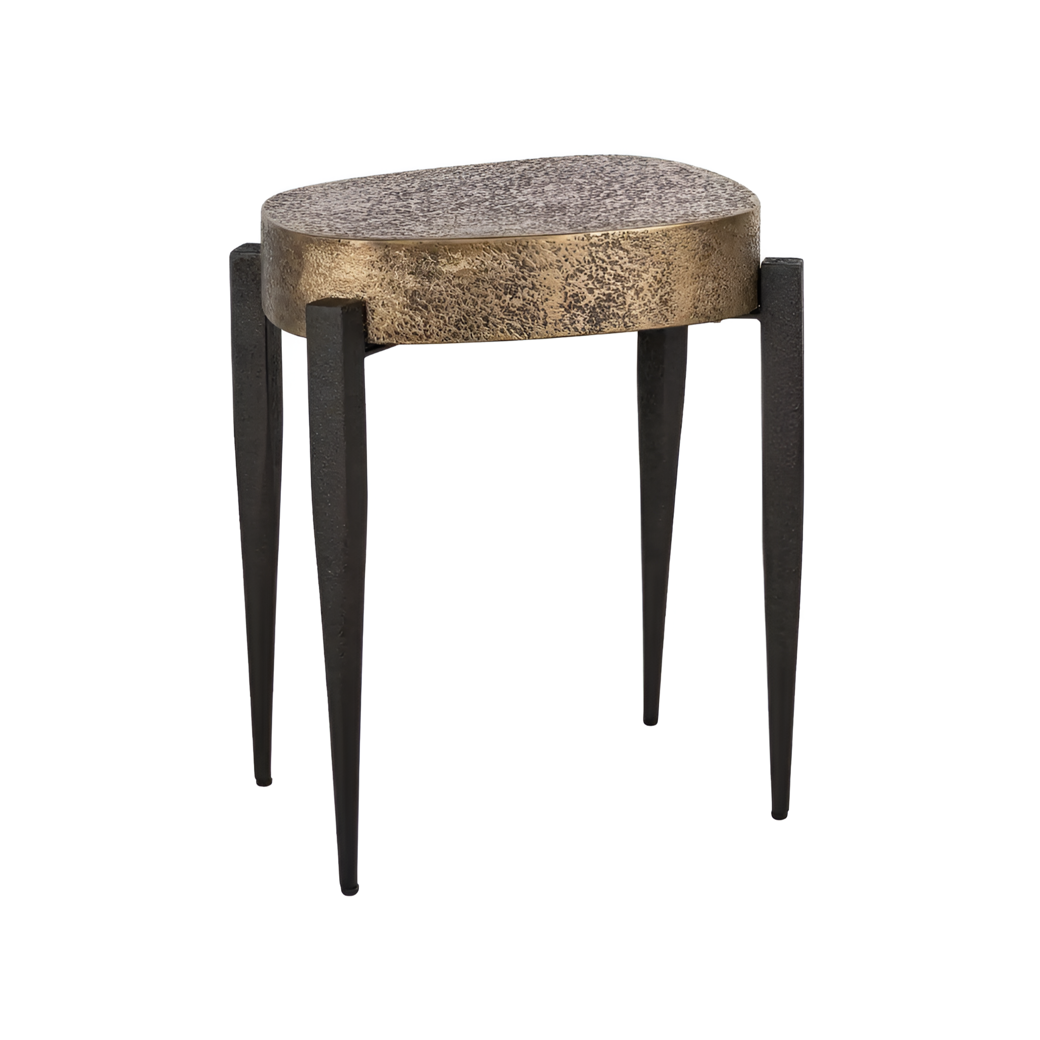 DECLAN black side table with antique gold