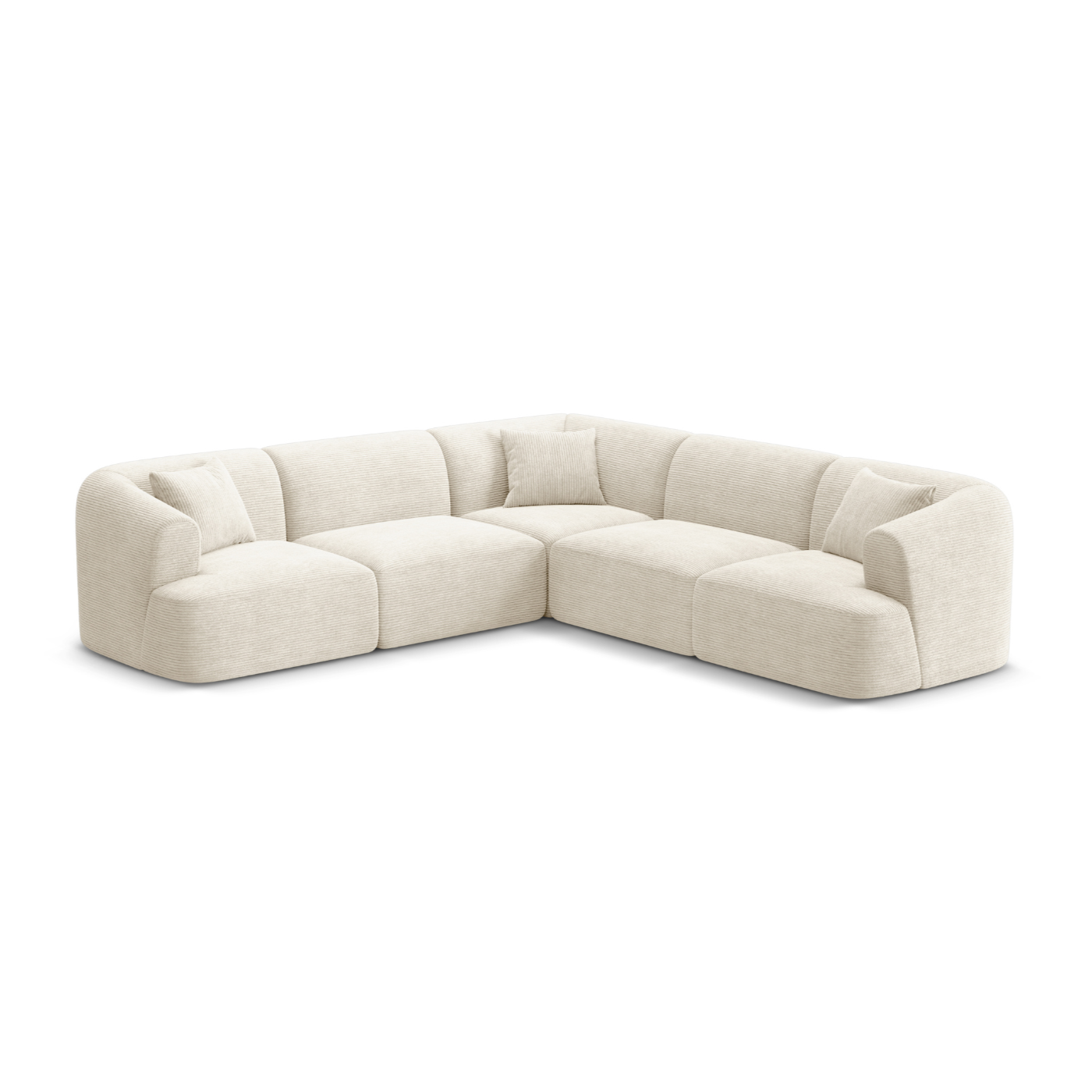 Symmetrische 4-Sitzer-Couch CAMPI cremefarbener Cordstoff