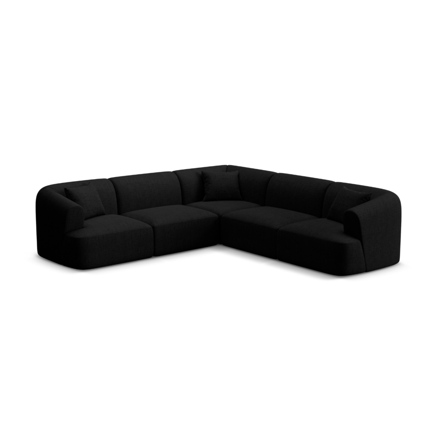 Symmetrische 4-Sitzer-Couch CAMPI schwarzer Chenille