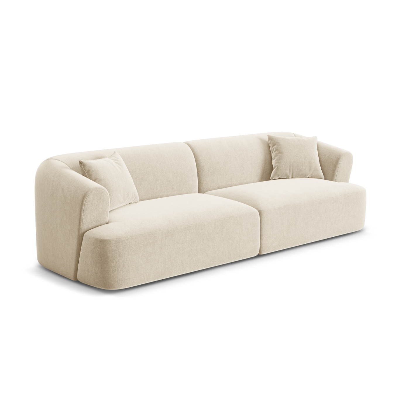 Velvet sofa for 4 people CAMPI light beige