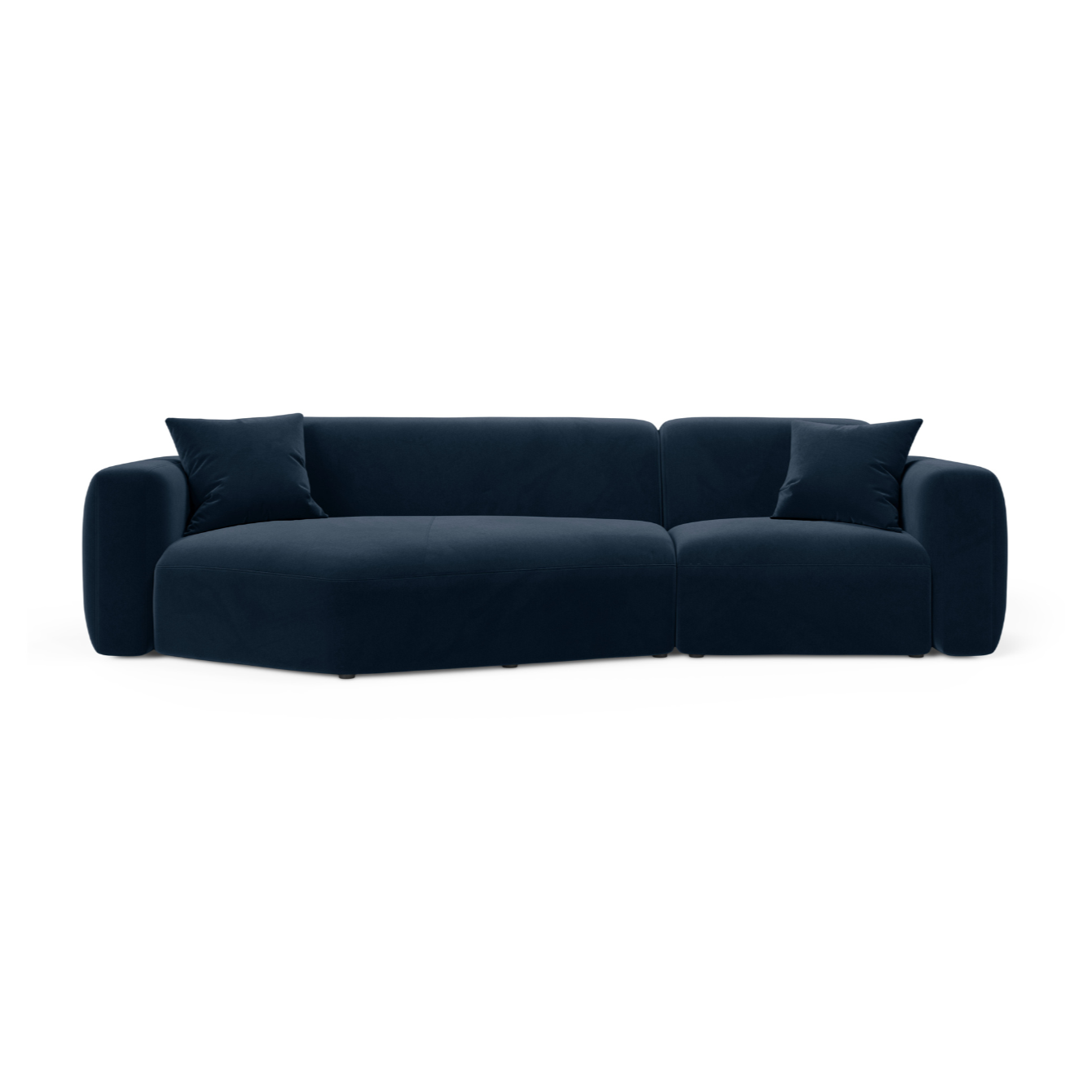 Samt-Ecksofa links STRINO in Marineblau