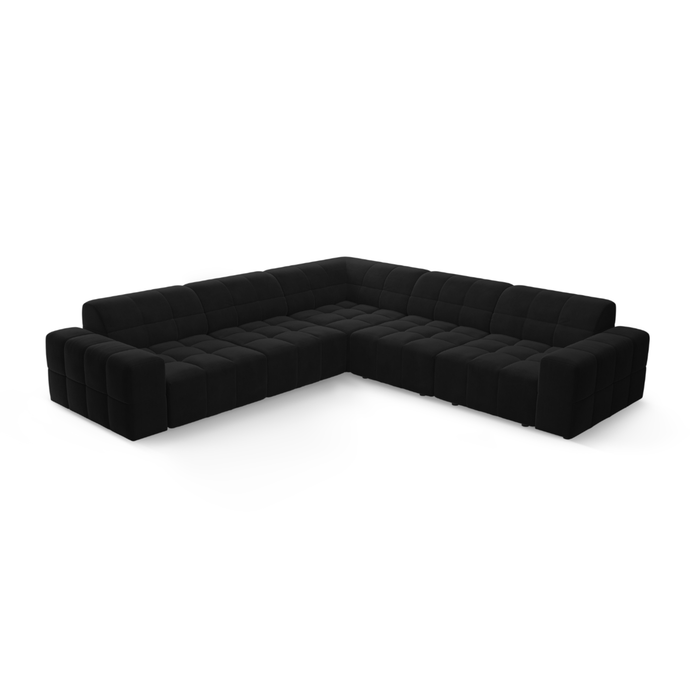 Symmetrische Samt-Eckcouch CHICAGO schwarz
