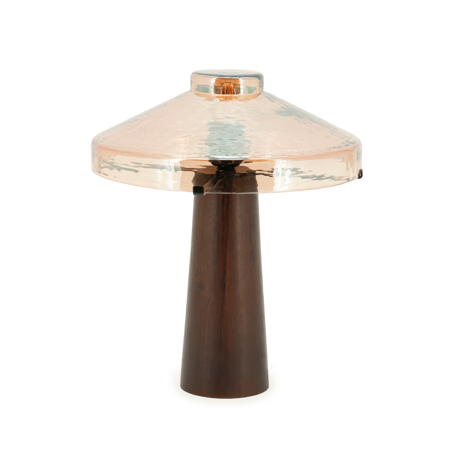 DOME table lamp with wooden base and glass shade