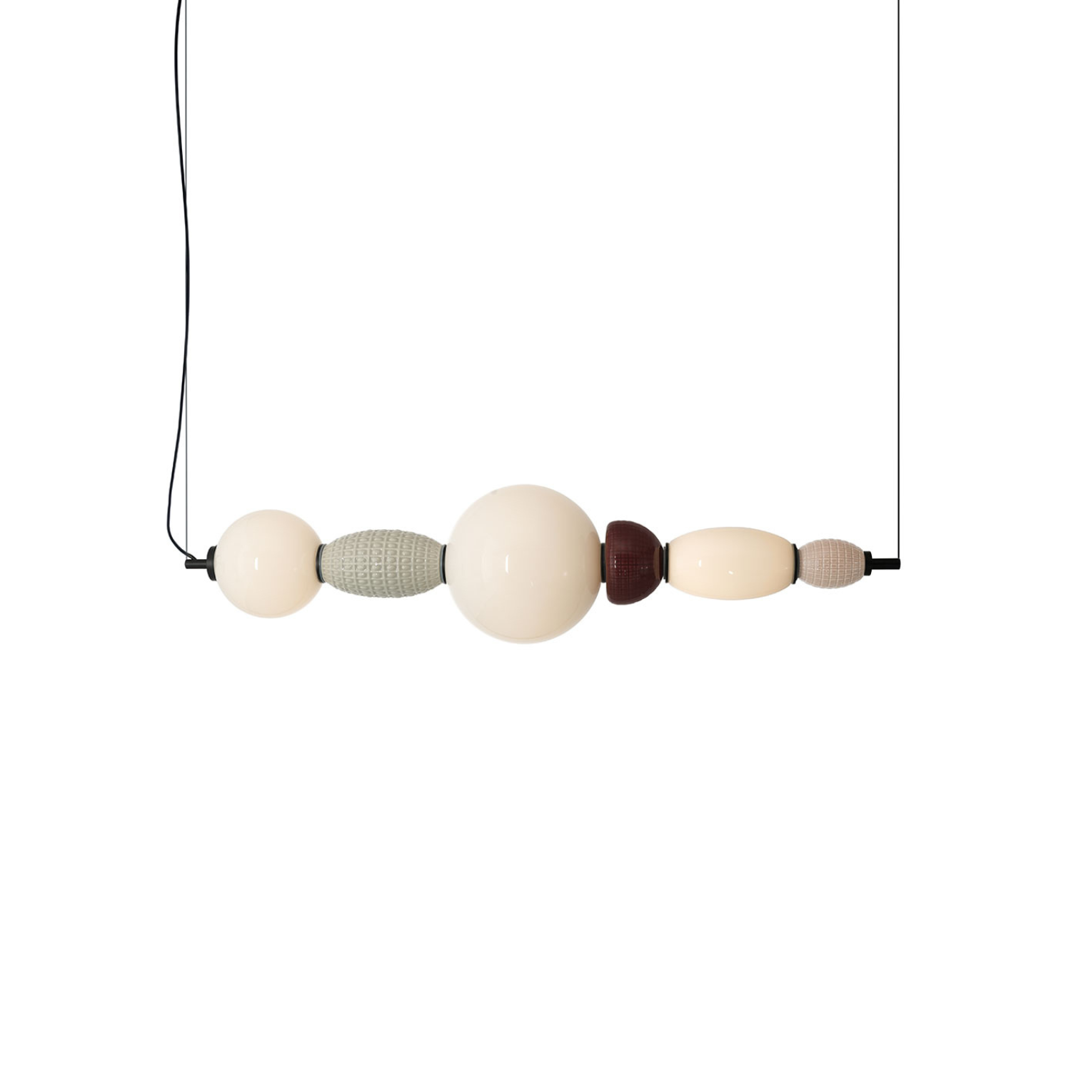 Horizontal pendant lamp GARCA cream ceramic