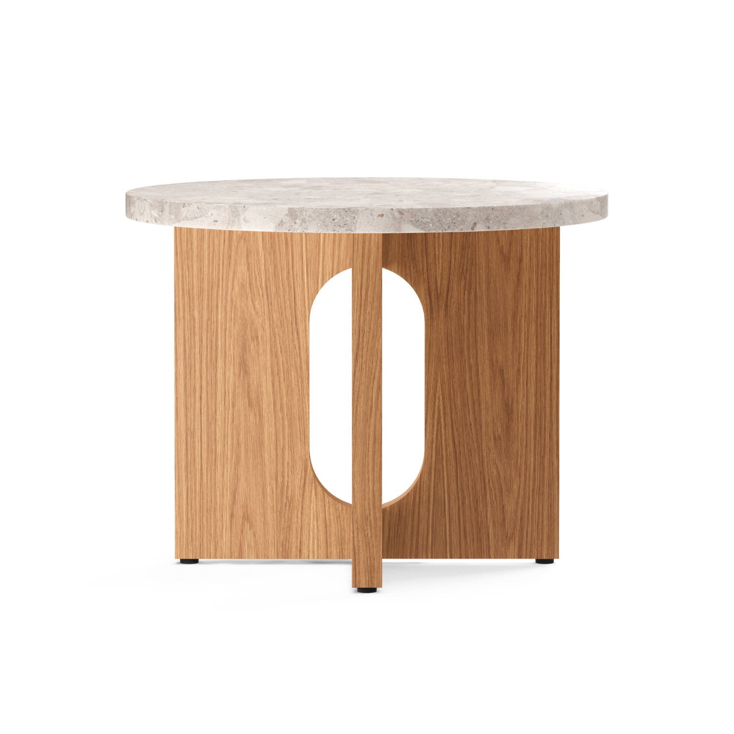 ANDROGYNE side table white marble with oak base