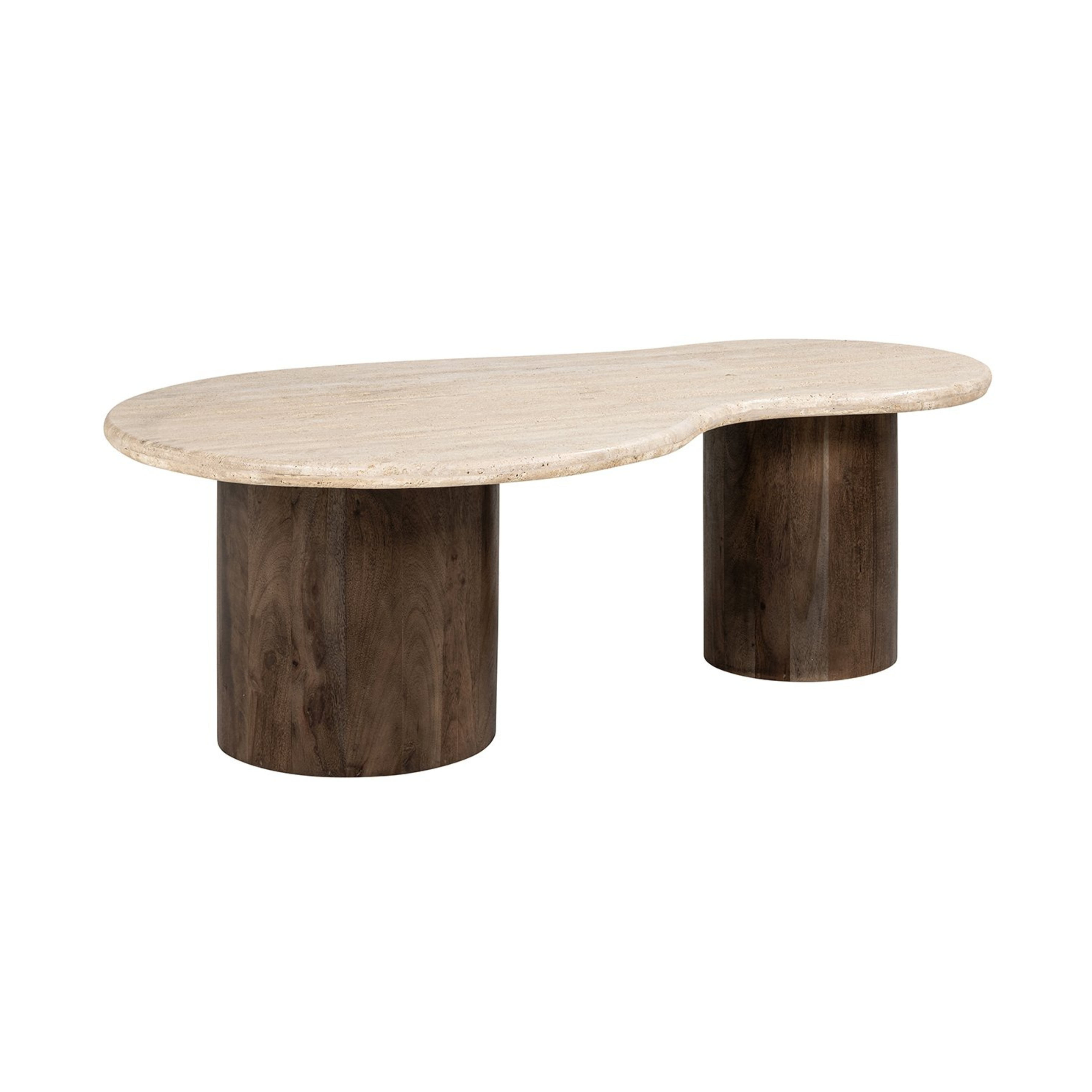 DOUGLAS coffee table travertine with wooden base