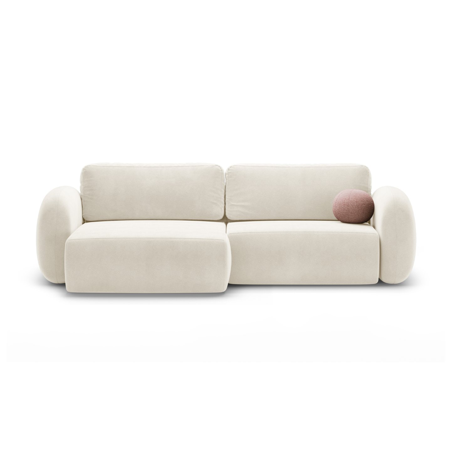 Universal velvet corner sofa with sleeping function for 4 people TONALE cream