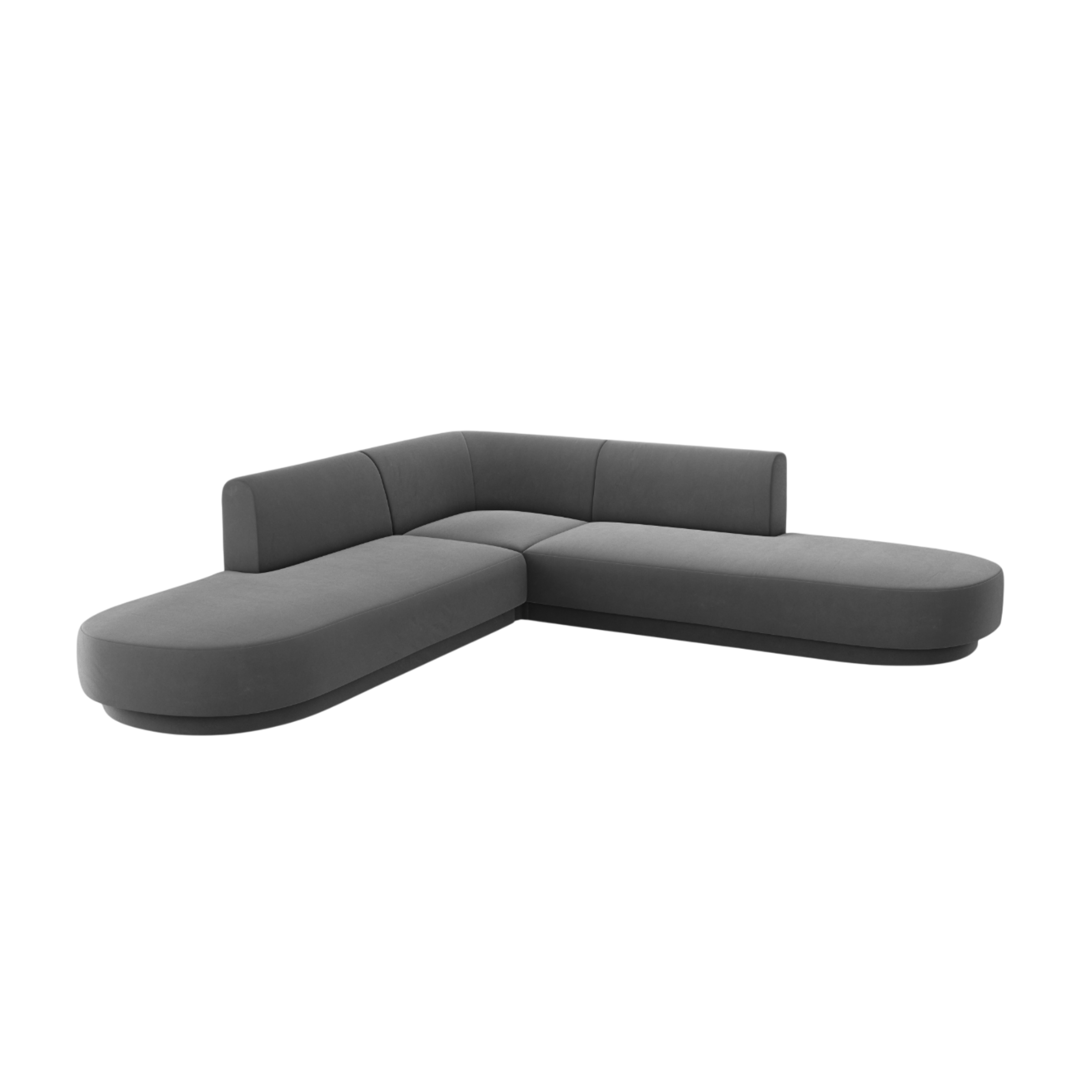 Symmetrical Open Velvet Corner Sofa MILEY Dark Gray