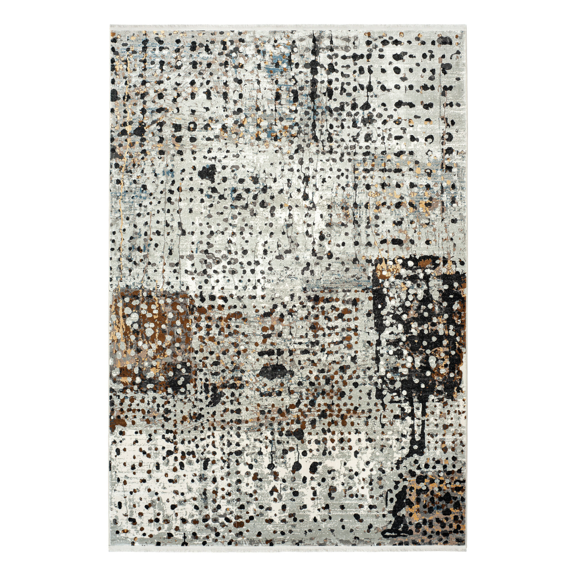 ROYAL Gray Polka Dot Rug with Black and Brown