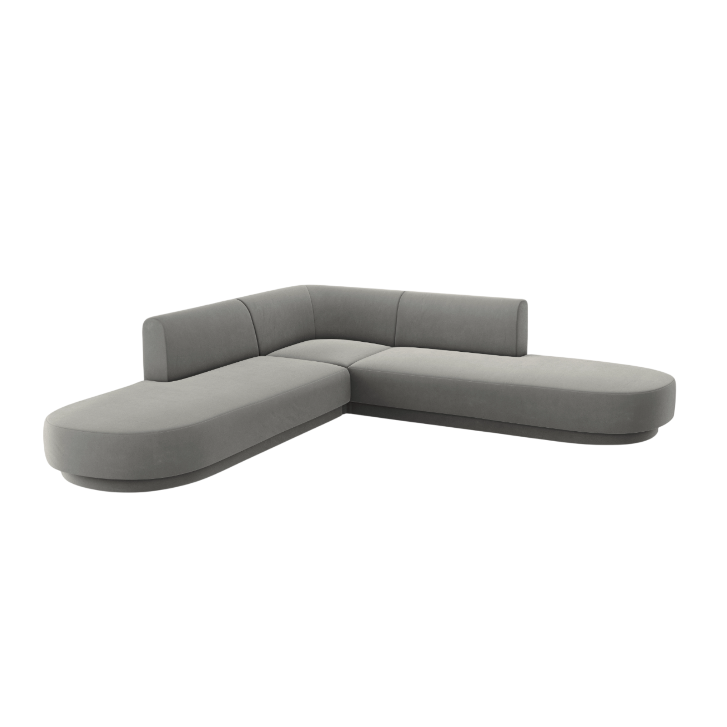 Symmetrical Open Velvet Corner Sofa MILEY Light Gray
