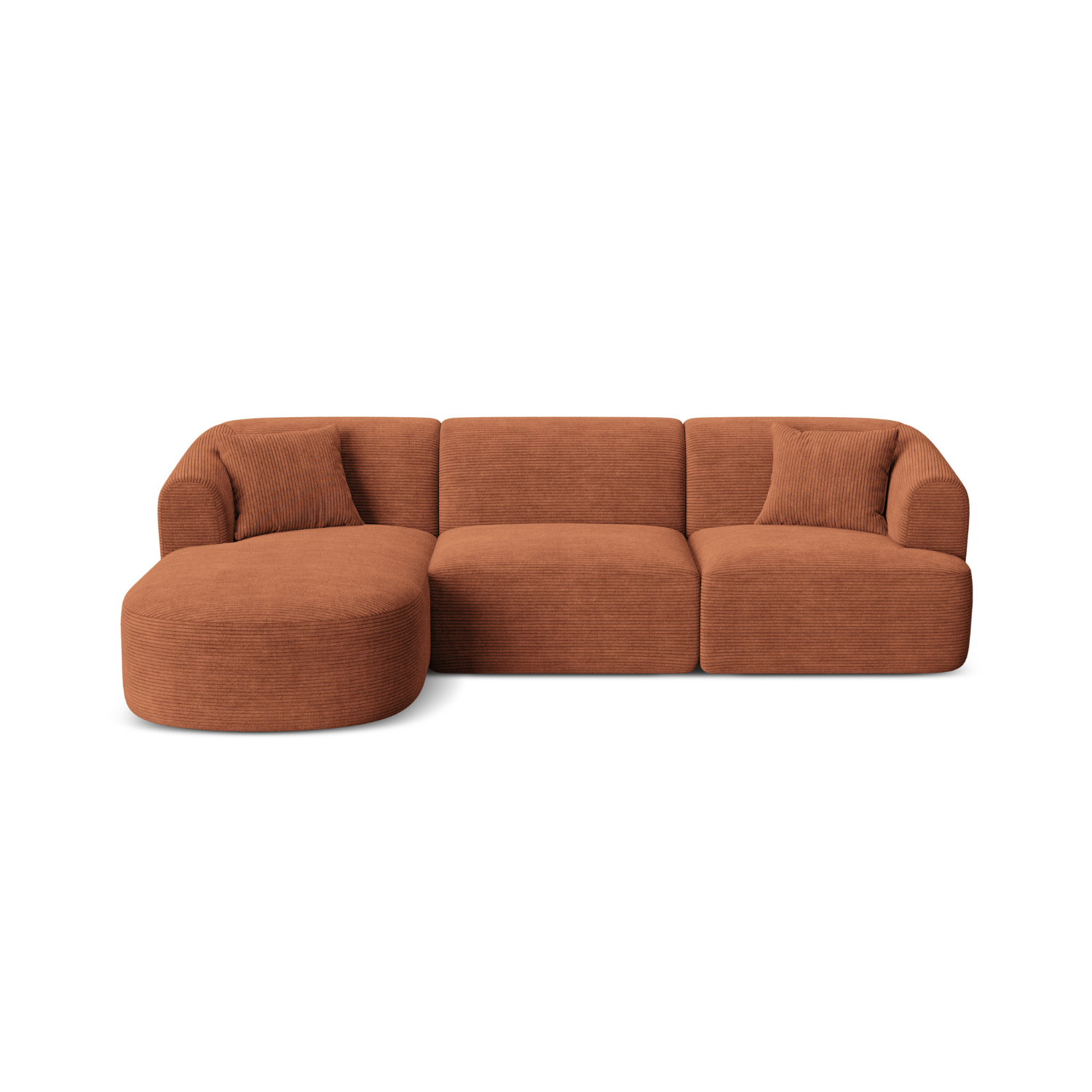 Left-sided 4-seater sofa CAMPI brick corduroy