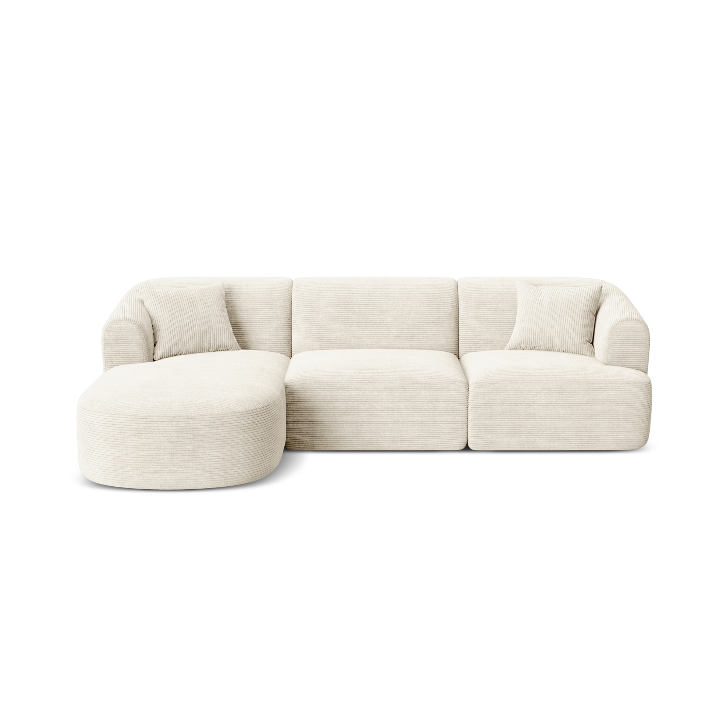 Left-sided 4-seater sofa CAMPI cream corduroy