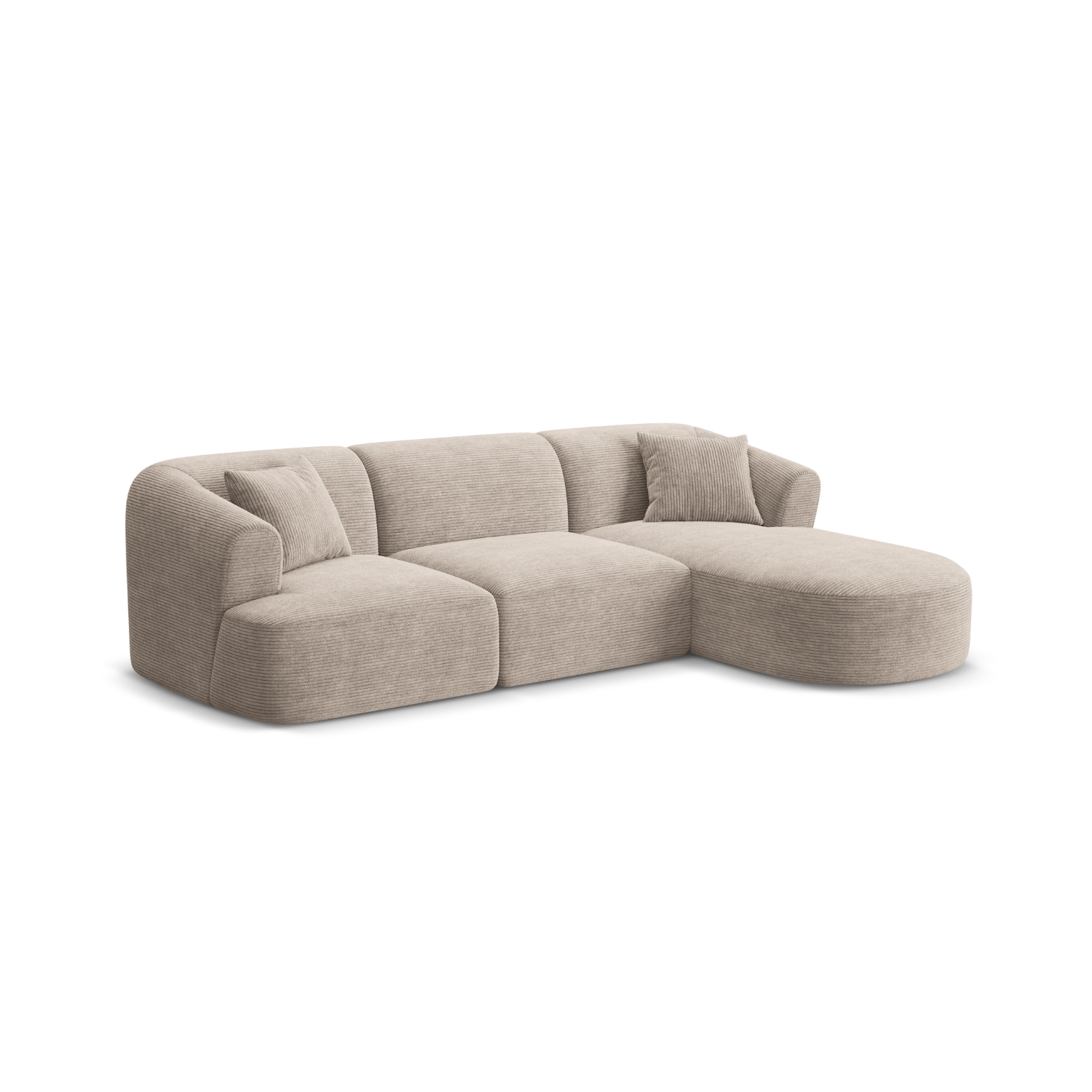 Right-sided 4-seater sofa CAMPI beige corduroy