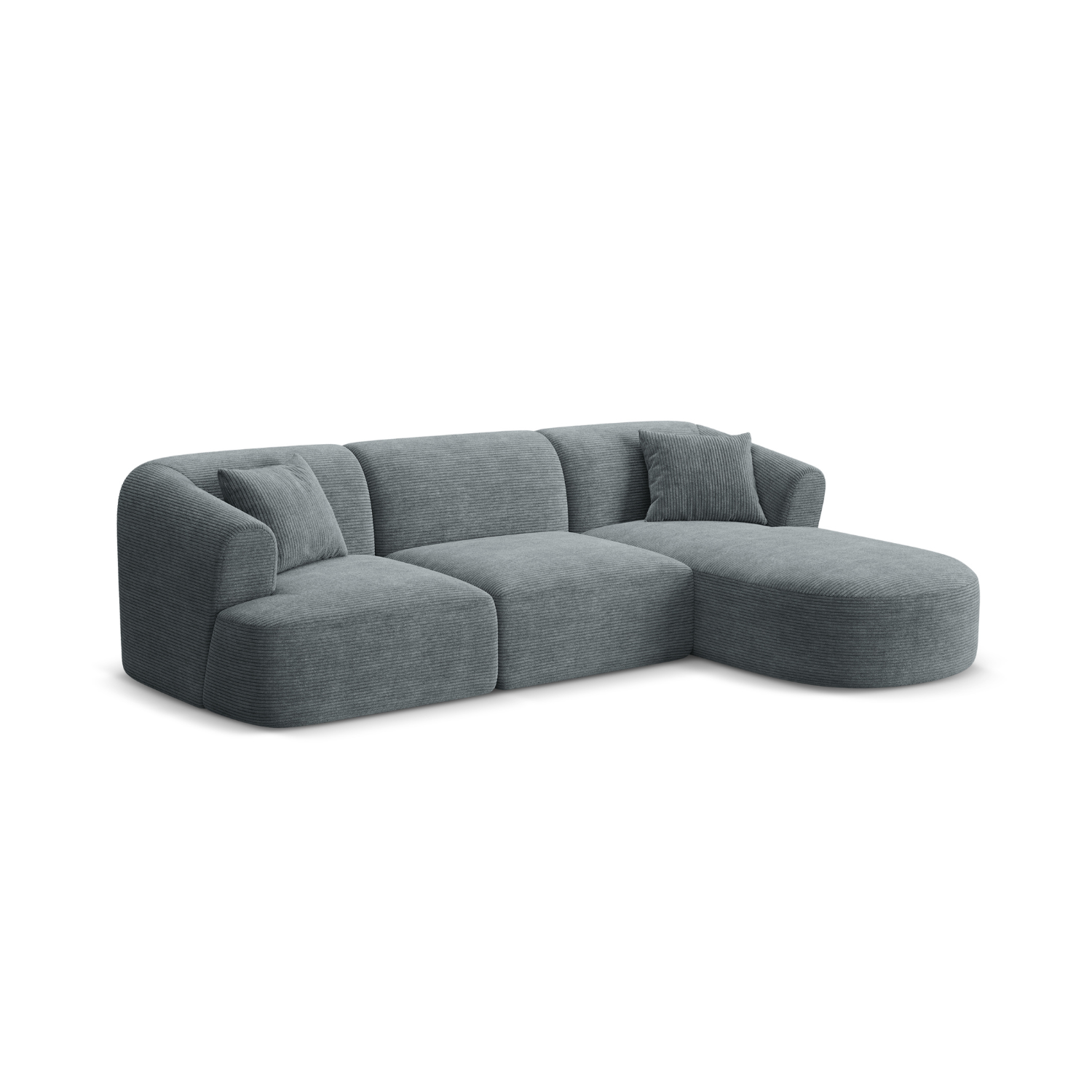 Right-sided 4-seater sofa CAMPI gray corduroy