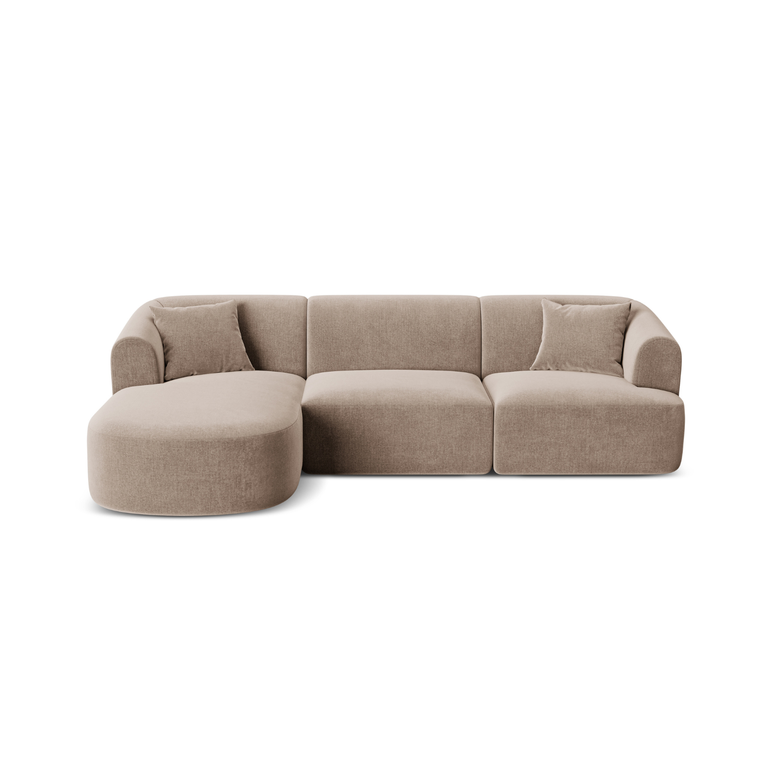Left-facing velvet corner sofa for 4 people CAMPI dark beige