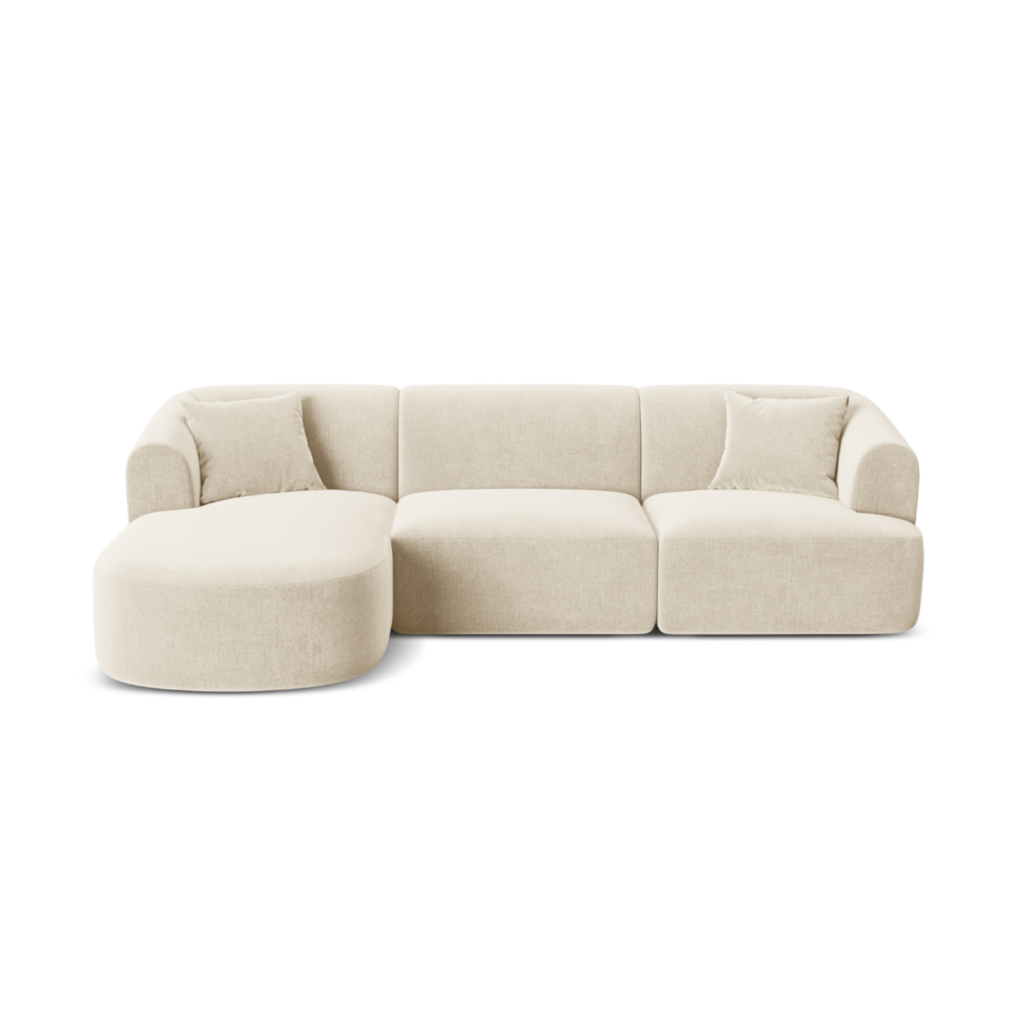 Left-facing velvet corner sofa for 4 people CAMPI light beige