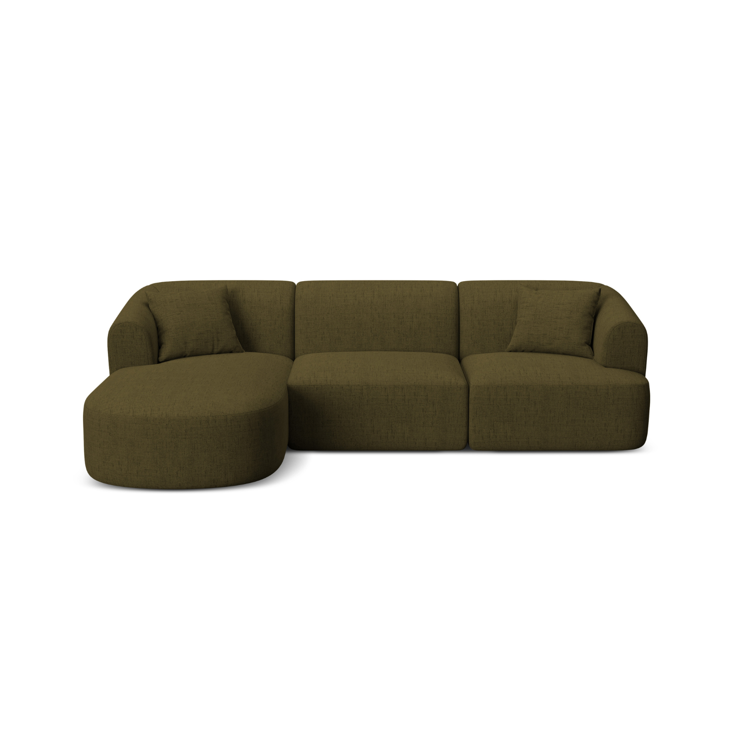 Left-sided 4-seater sofa CAMPI green chenille