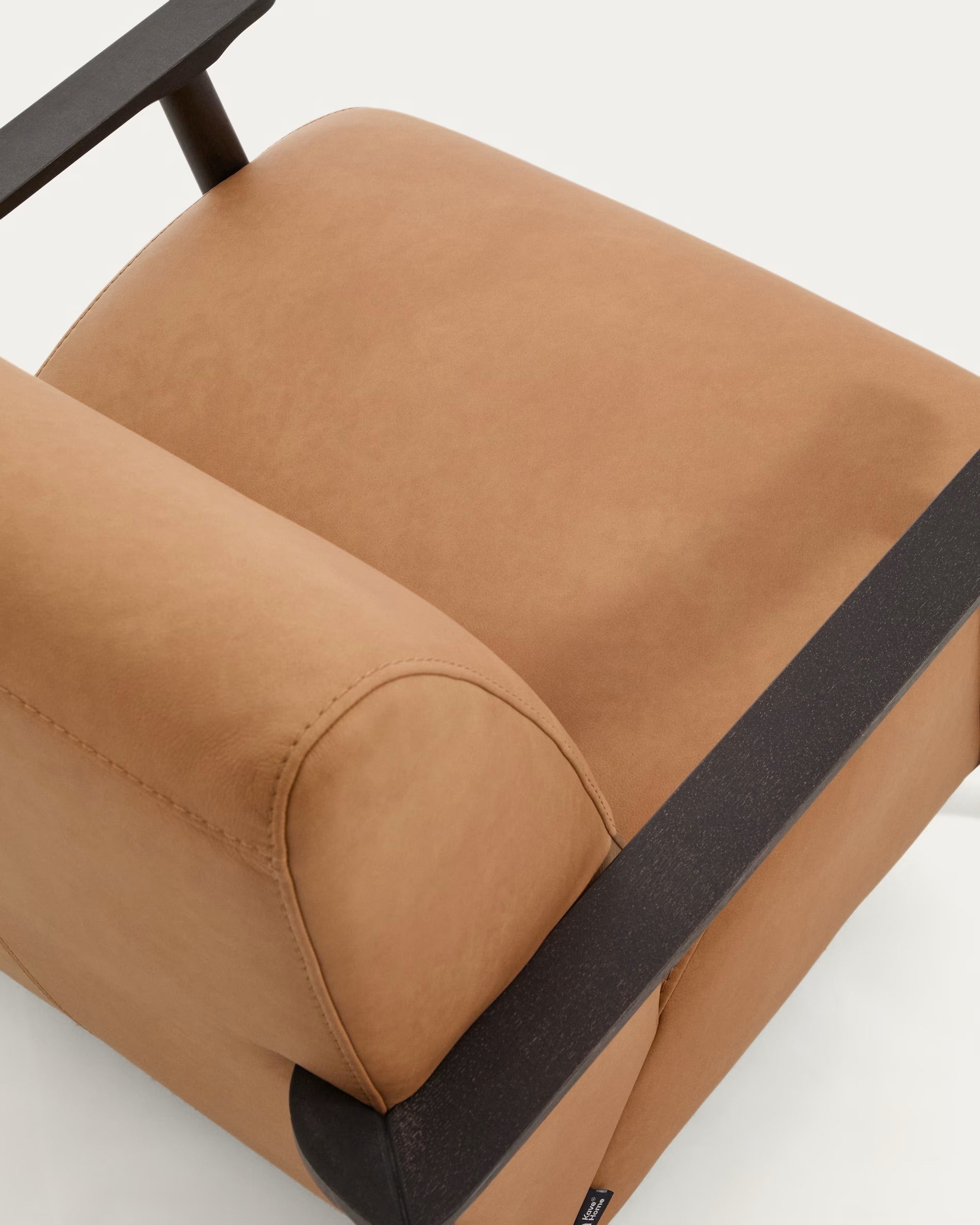 MEGHAN Armchair brown leather with black base