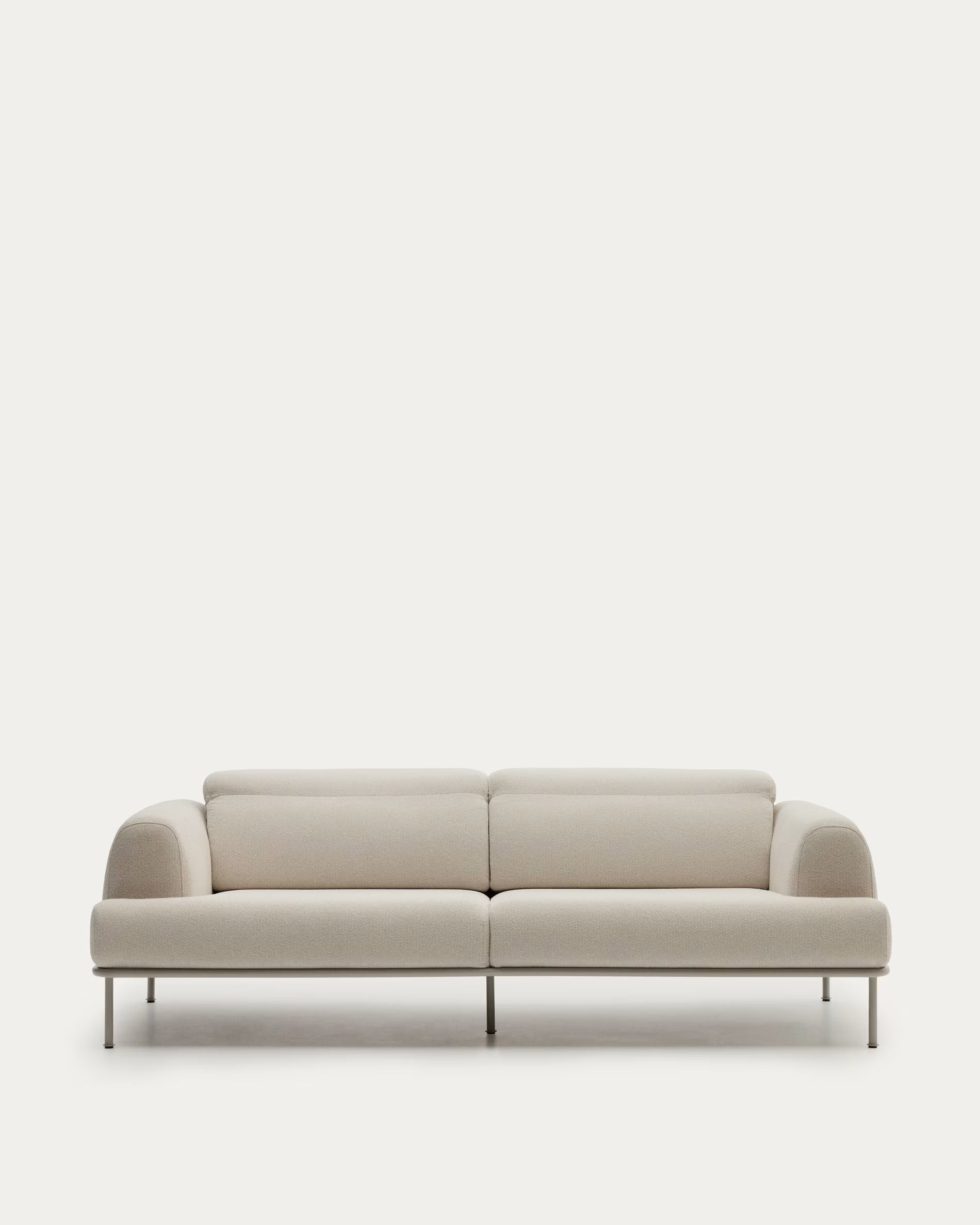 AURUM 3-Sitzer-Sofa, ecrufarbene Chenille mit beigem Untergestell
