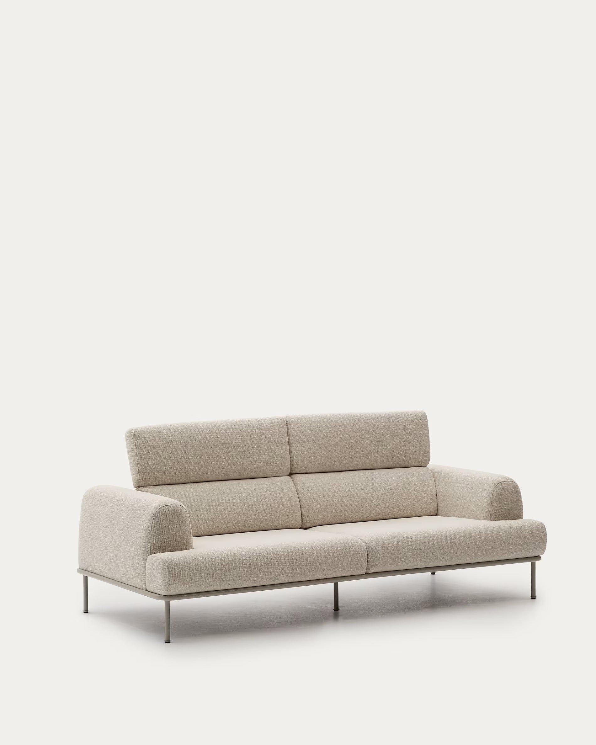 AURUM 3-Sitzer-Sofa, ecrufarbene Chenille mit beigem Untergestell