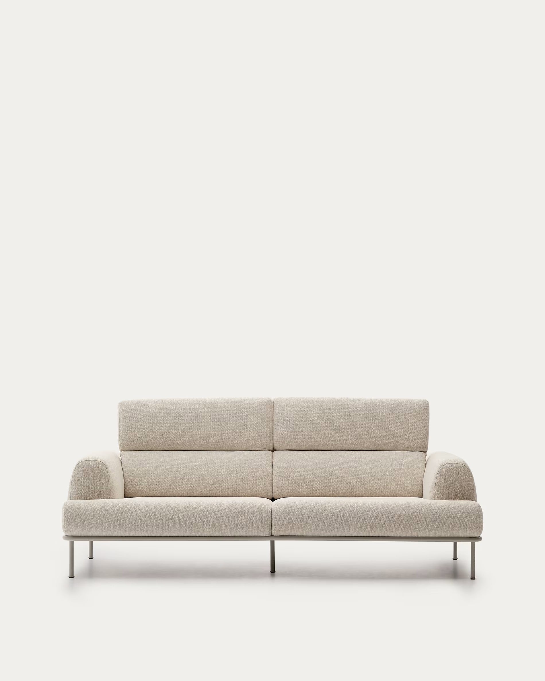 AURUM 3-Sitzer-Sofa, ecrufarbene Chenille mit beigem Untergestell