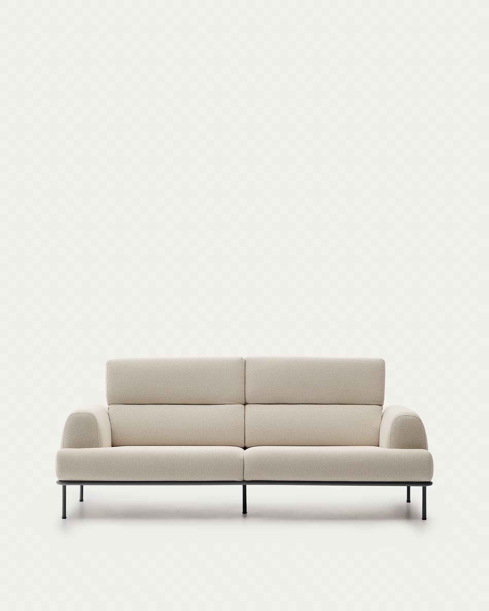 3-seater AURUM ecru chenille sofa with a dark gray base