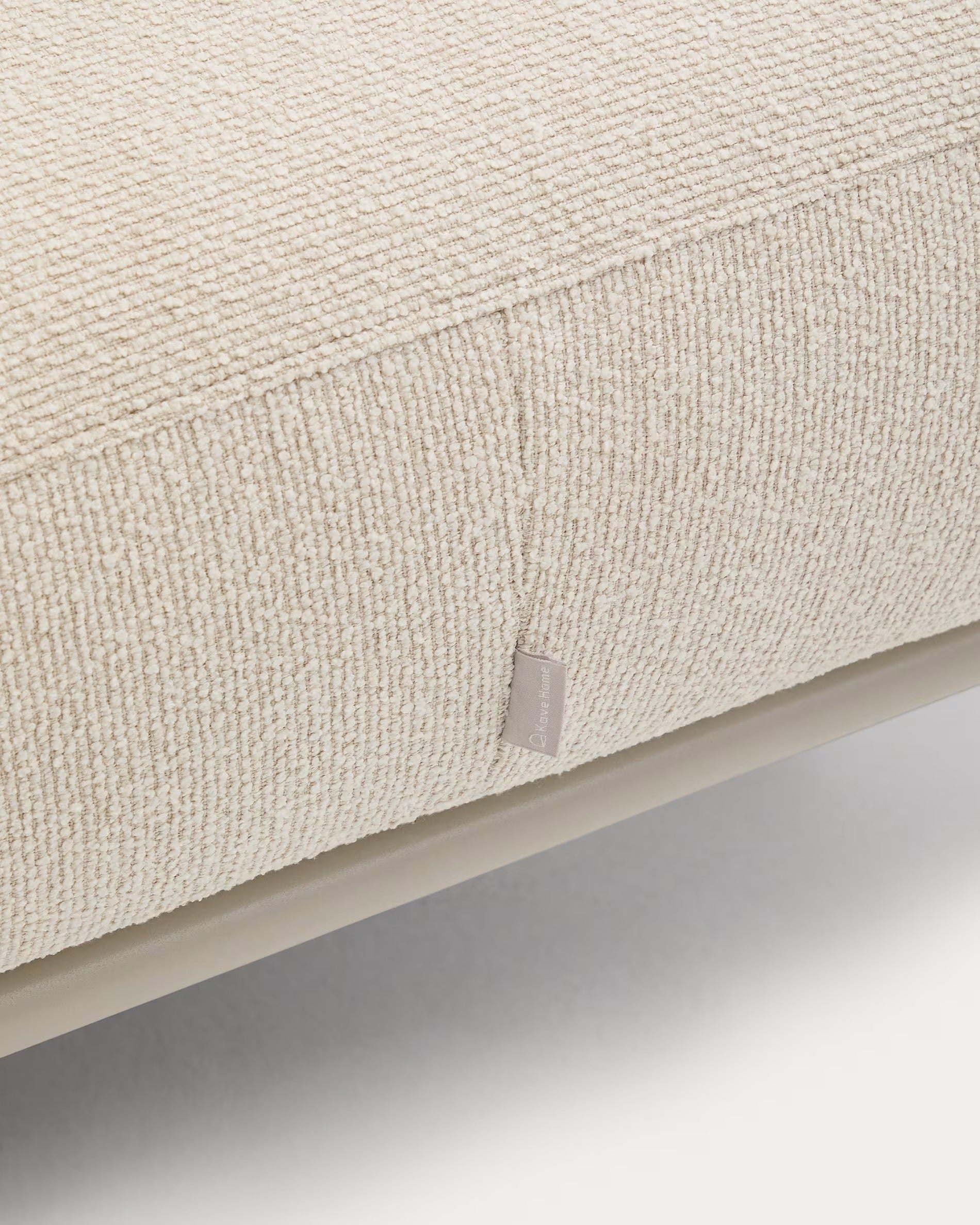 AURUM ecru chenille footstool with beige base