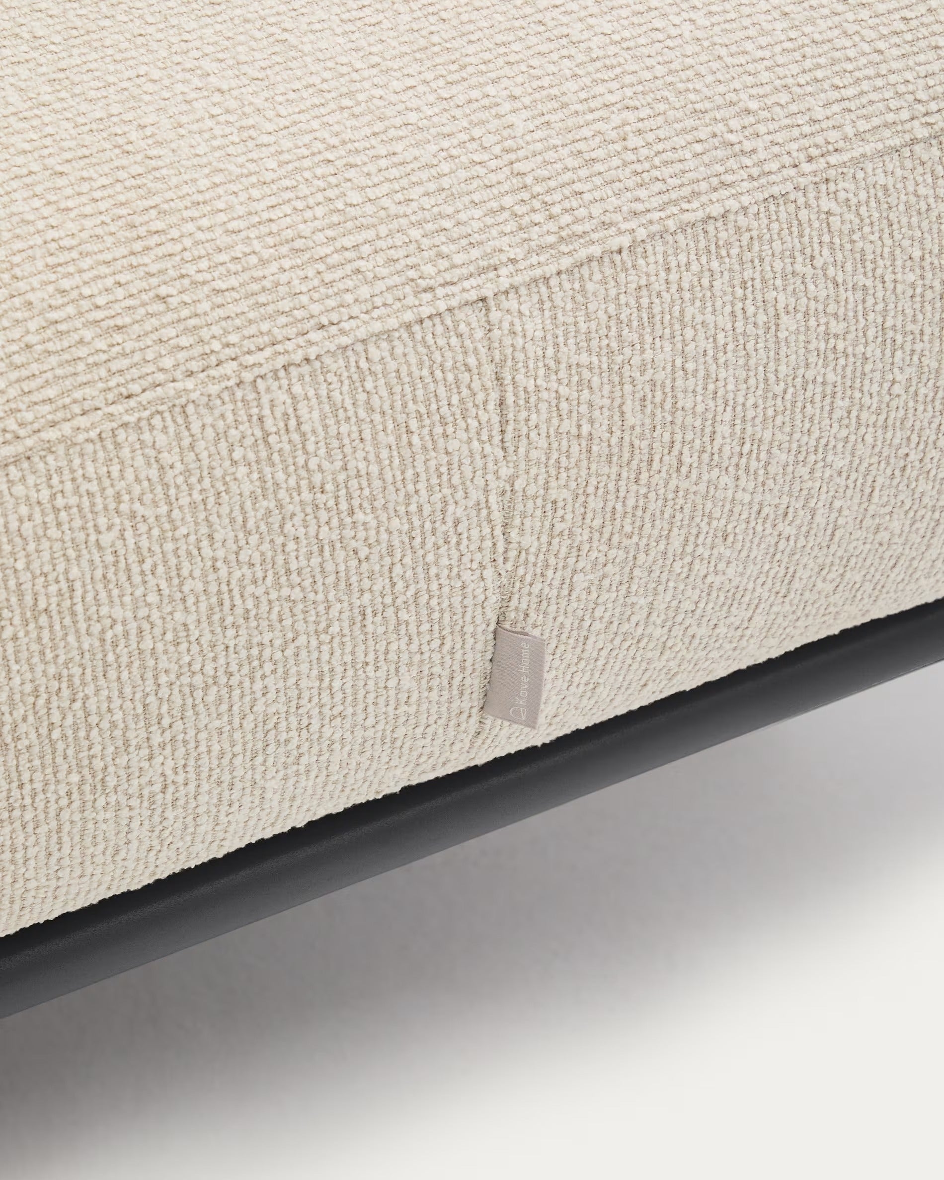 AURUM ecru chenille footstool with a dark gray base