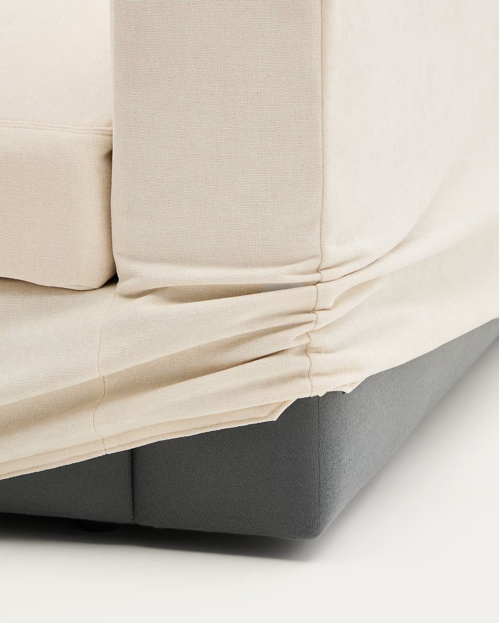 3-seater left-facing corner sofa ALEA ecru chenille