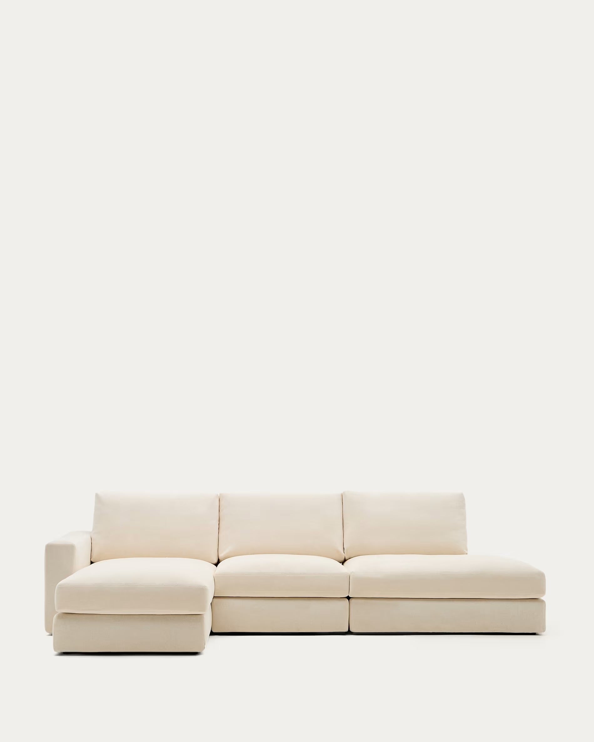 5-Sitzer-Ecksofa links ALEA ecru Chenille