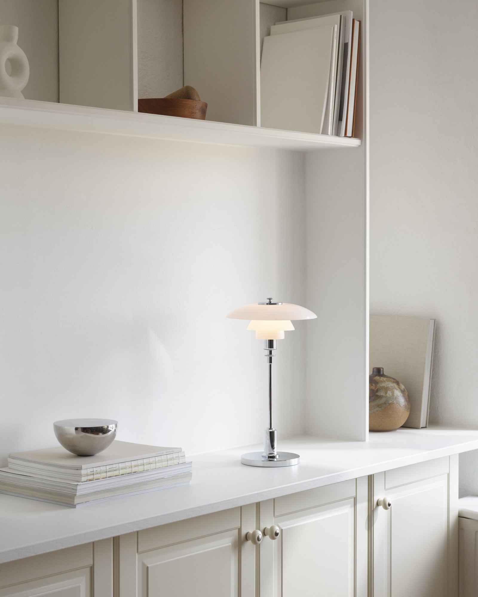 Portable lamp PH 2/1 white with chrome base